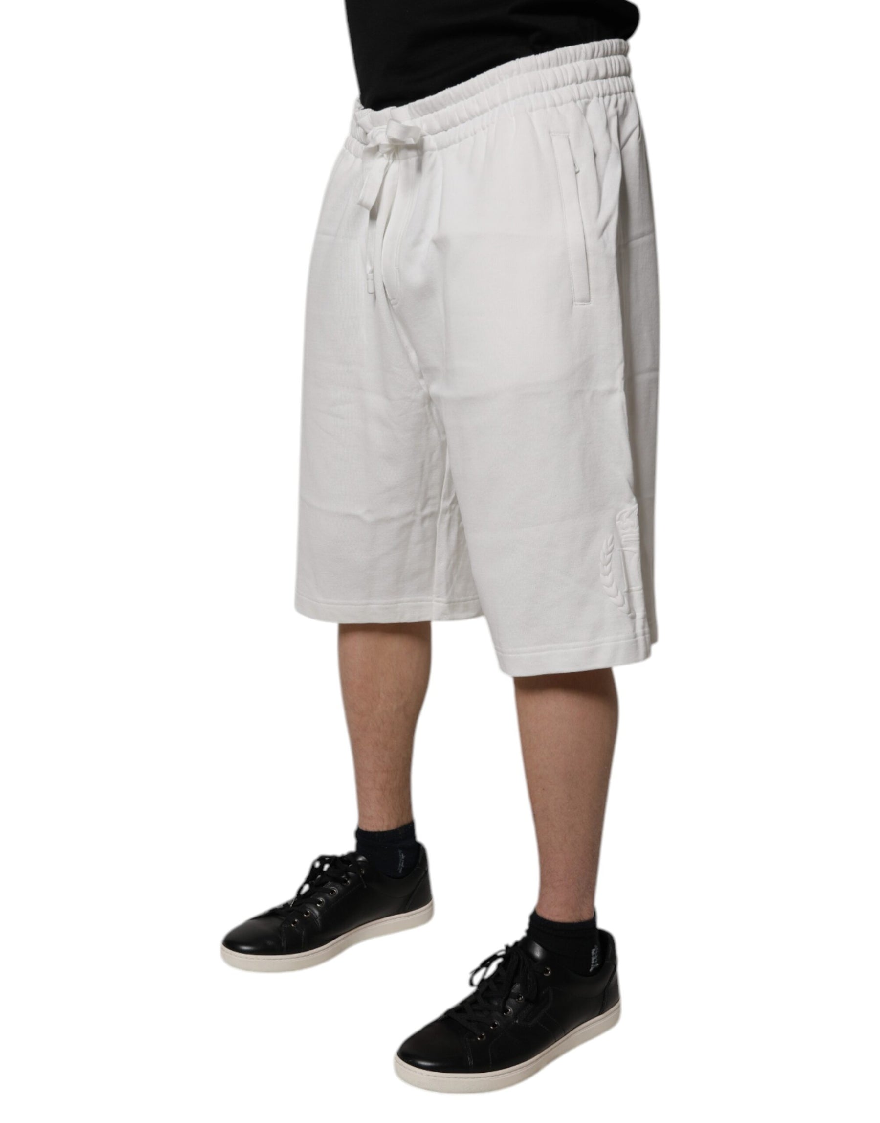 Dolce & Gabbana White Cotton Sweatshorts Men Bermuda Shorts | Regal Royce