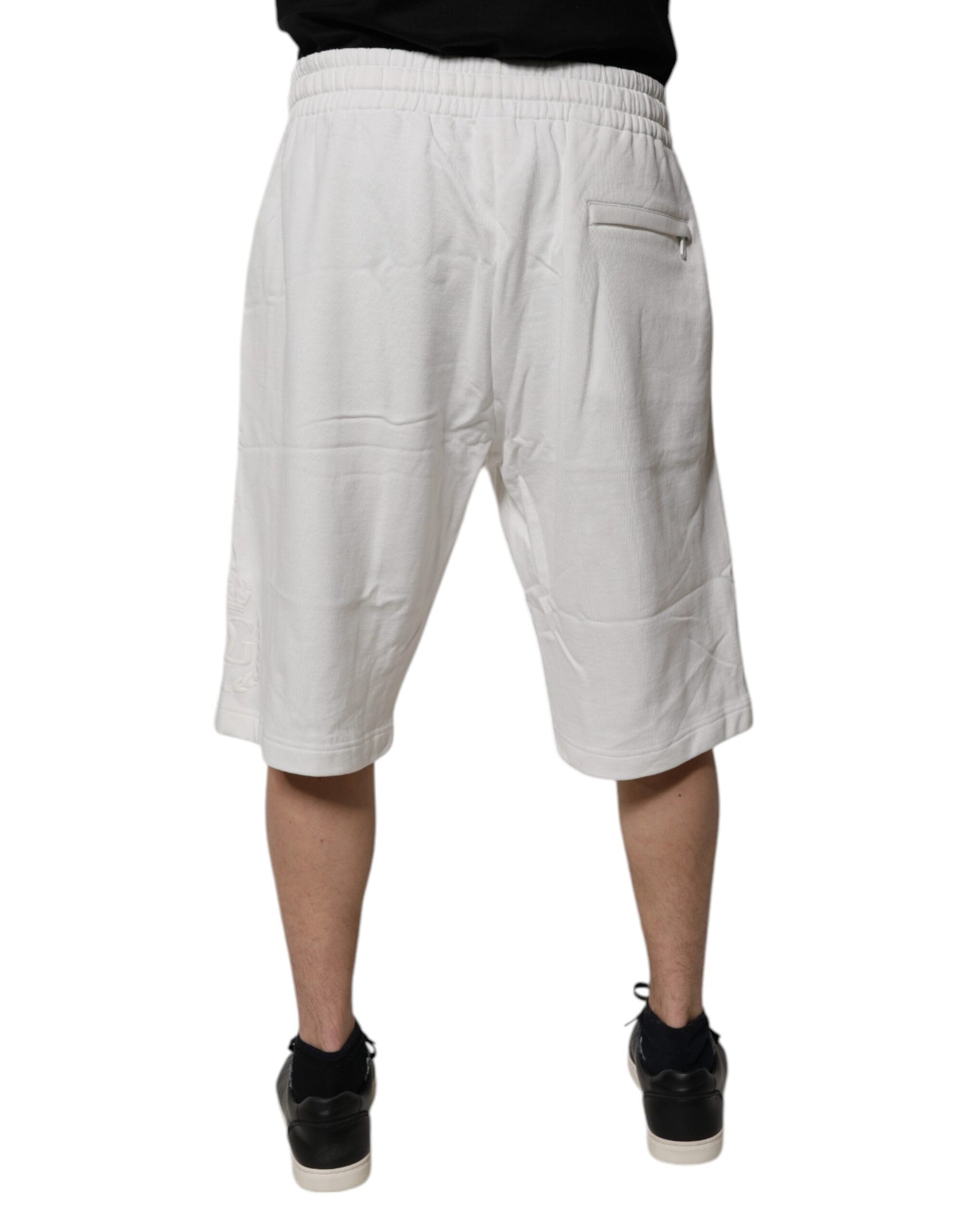 Dolce & Gabbana White Cotton Sweatshorts Men Bermuda Shorts | Regal Royce
