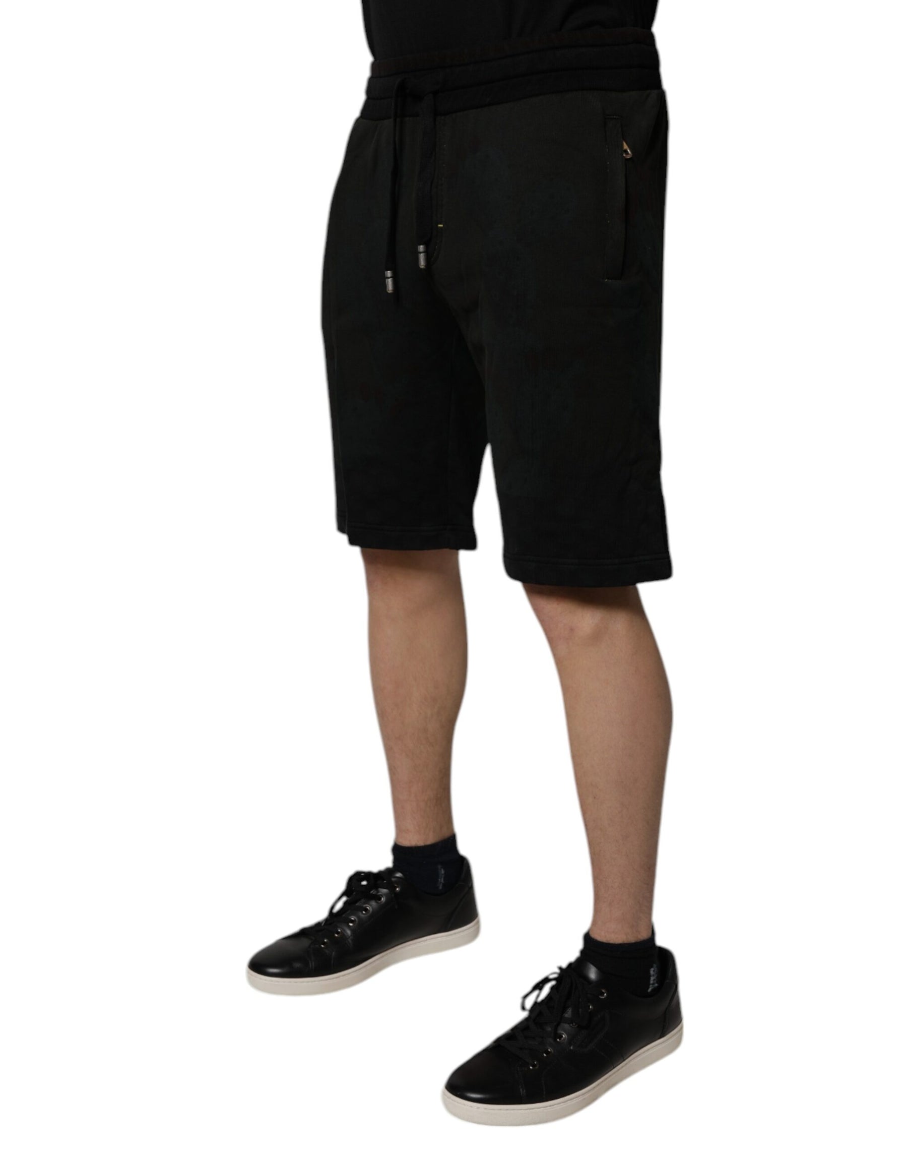 Dolce & Gabbana Black Cotton Sweatshorts Men Bermuda Shorts | Regal Royce