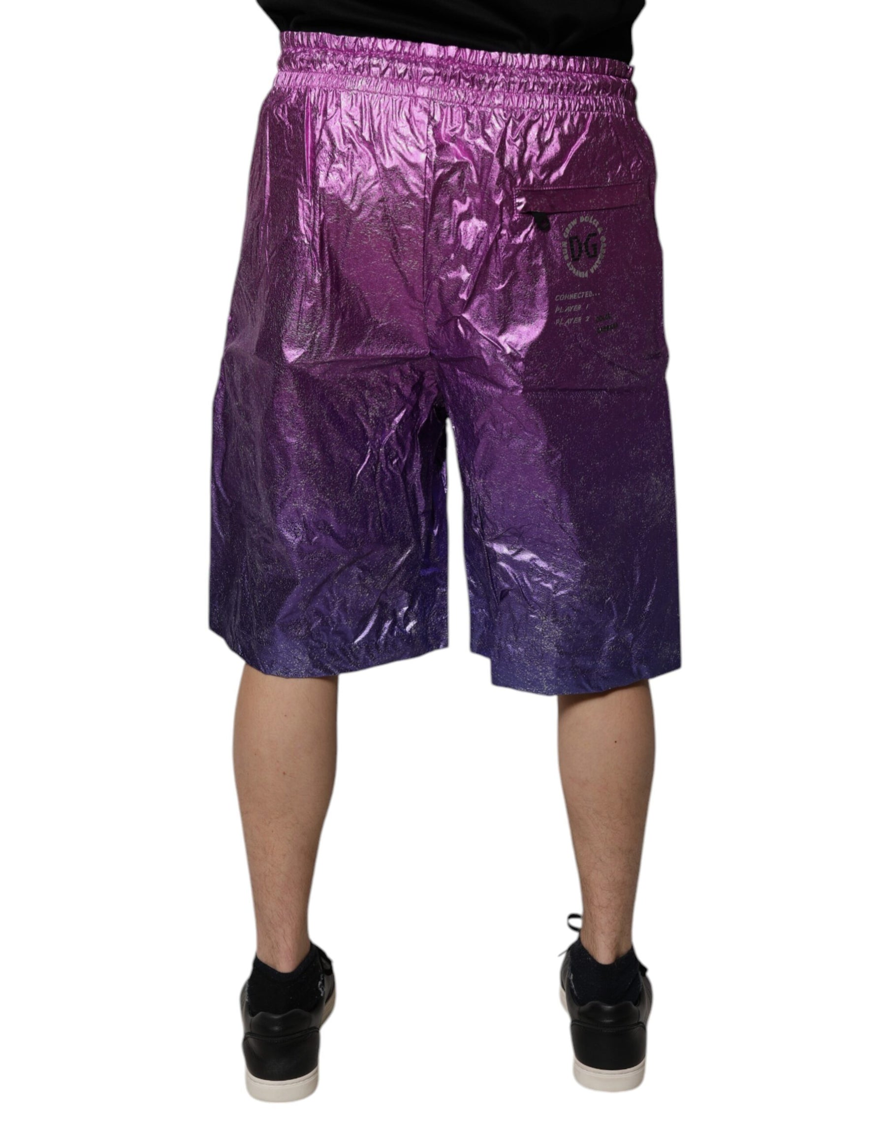 Dolce & Gabbana Metallic Pink Purple Two Tone Bermuda Shorts | Regal Royce
