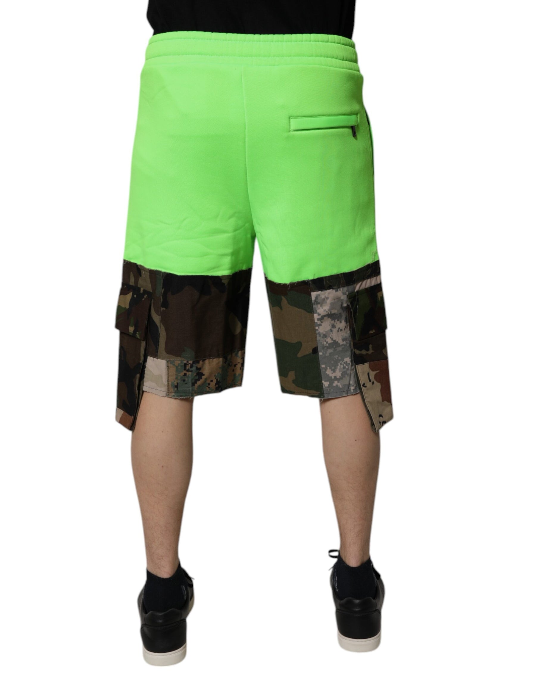 Dolce & Gabbana Green Patchwork Camouflage Men Cargo Shorts | Regal Royce