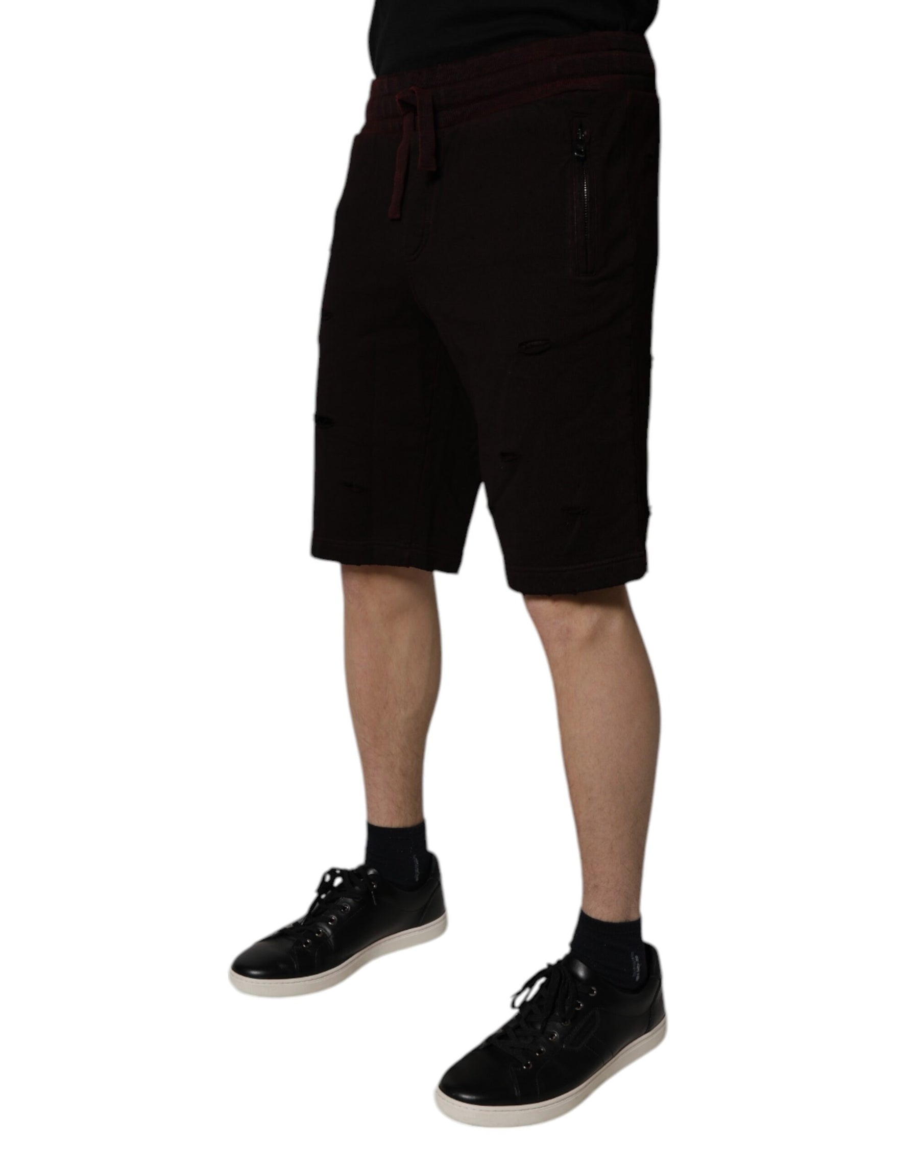 Dolce & Gabbana Maroon Cotton Sweatshorts Men Bermuda Shorts | Regal Royce