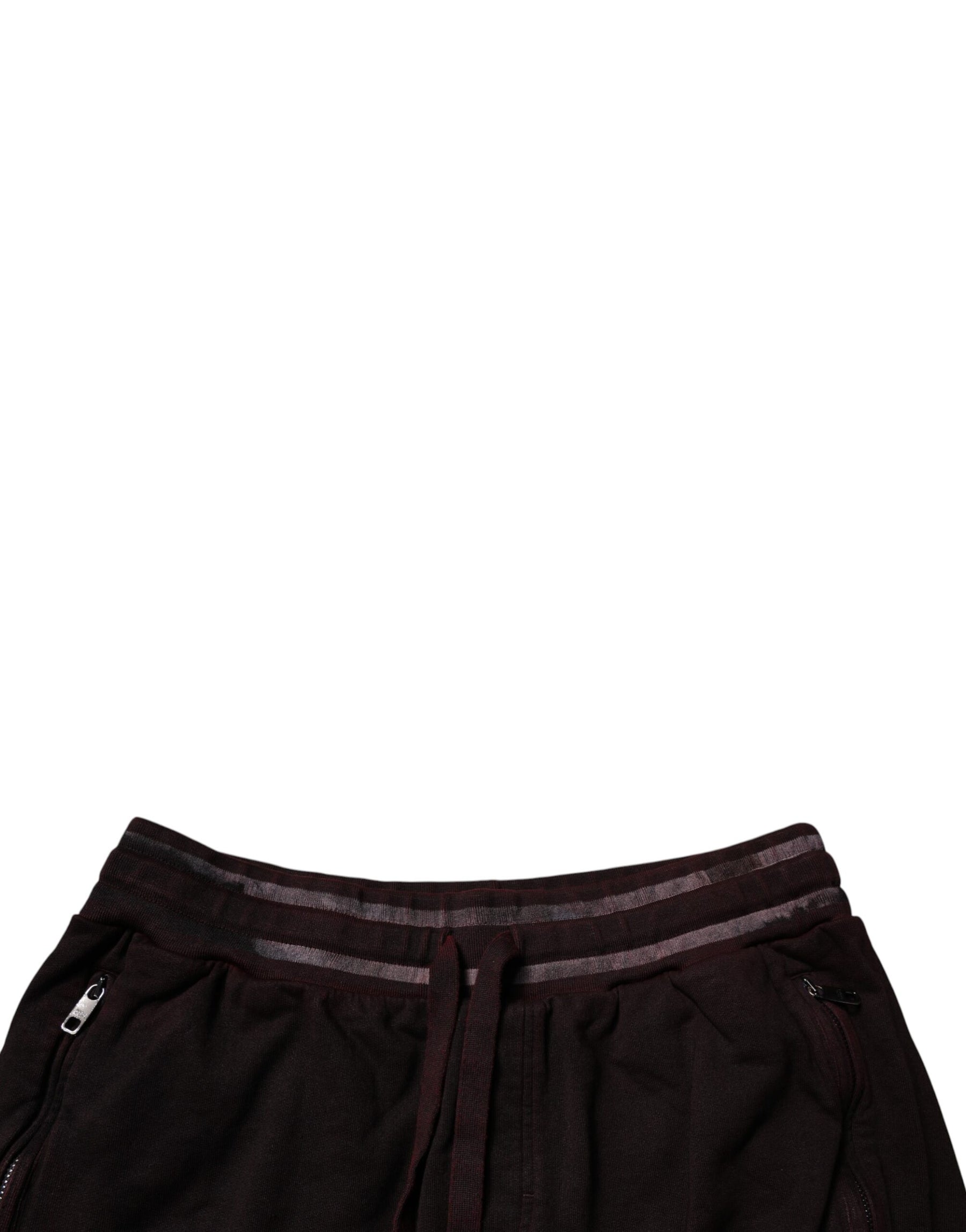 Dolce & Gabbana Maroon Cotton Logo Plaque Men Bermuda Shorts | Regal Royce