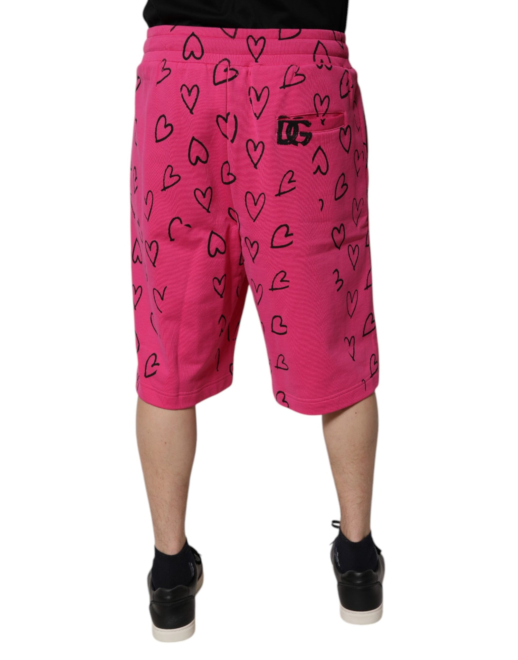 Dolce & Gabbana Pink Cotton Heart Print Bermuda Shorts | Regal Royce