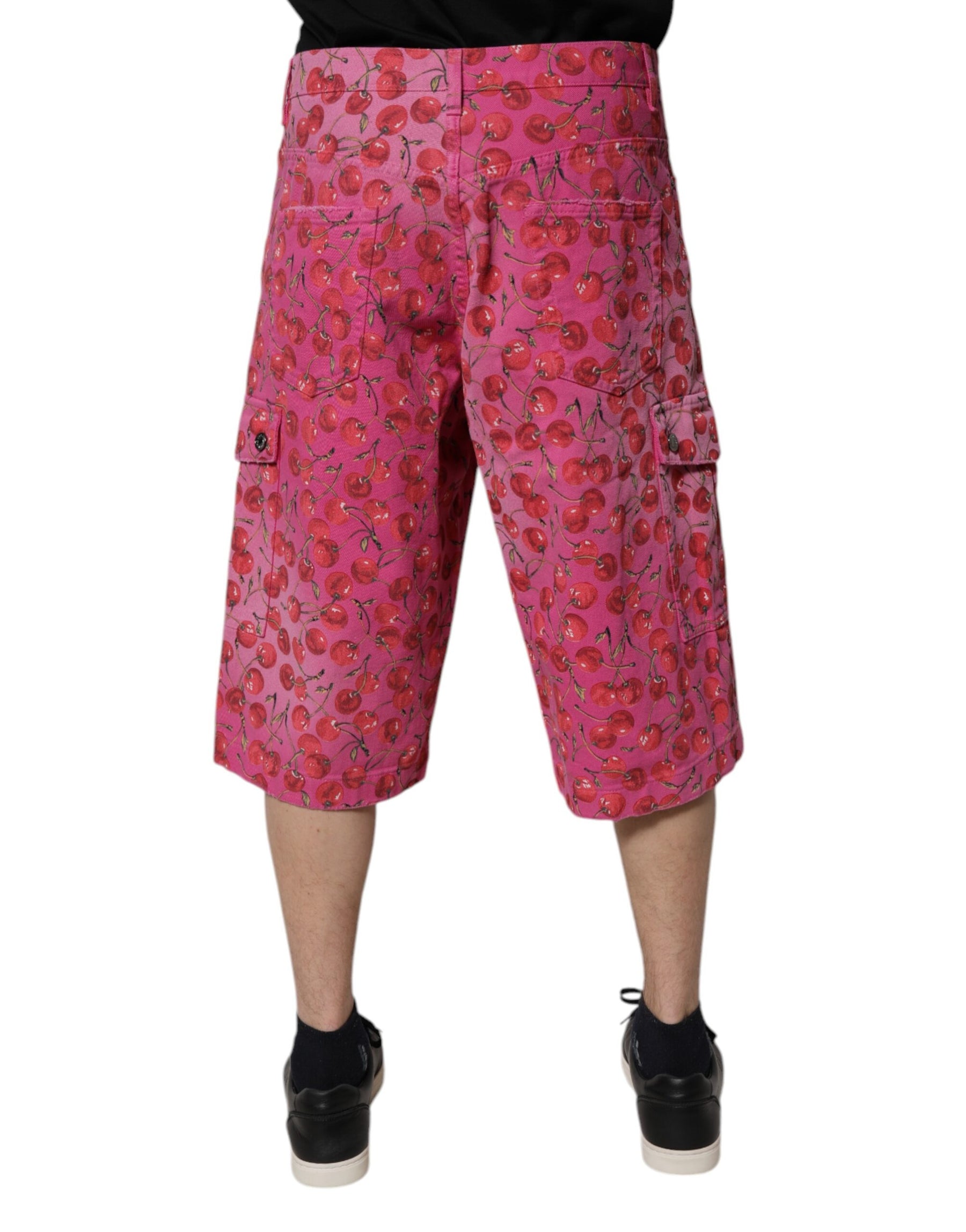 Dolce & Gabbana Pink Cherry Print Cargo Cotton Shorts | Regal Royce