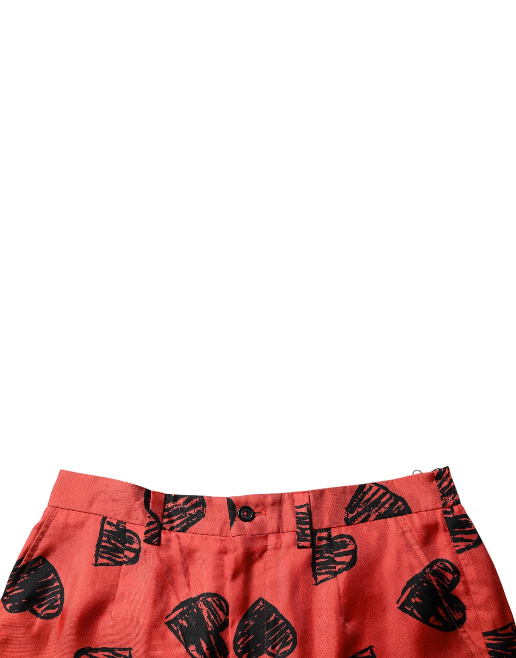 Dolce & Gabbana Orange Silk Heart Print Bermuda Shorts | Regal Royce
