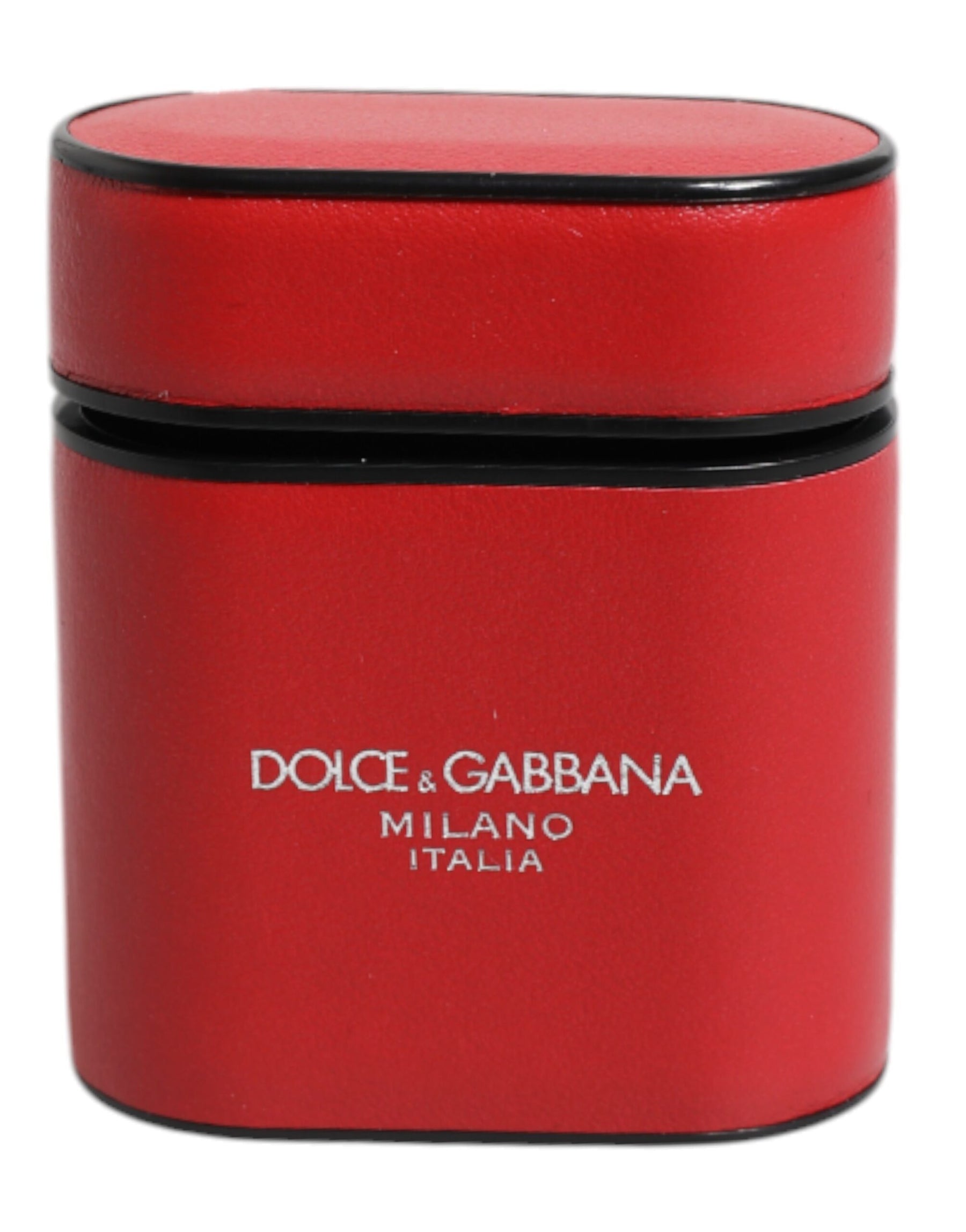 Dolce & Gabbana Red Calfskin Leather Logo Print Flip Holder Airpods Case | Regal Royce