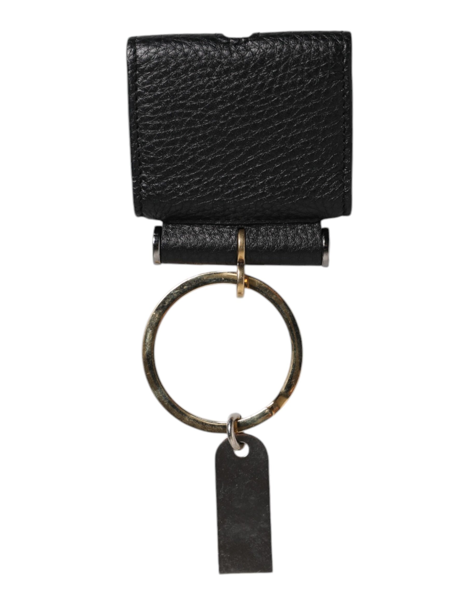 Dolce & Gabbana Black Leather Strap Gold Metal Logo Plaque Airpods Case | Regal Royce