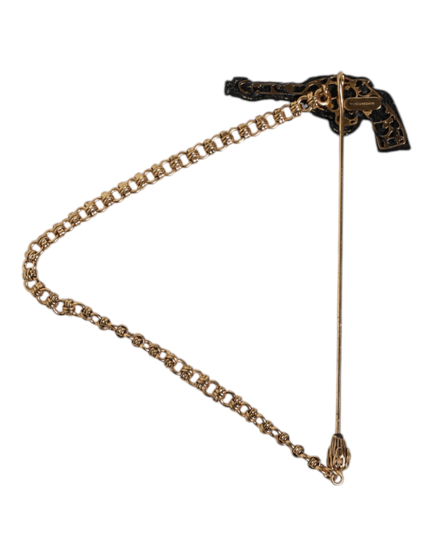 Dolce & Gabbana Black Gold Brass Copper Revolver Brooch Lapel Pin | Regal Royce