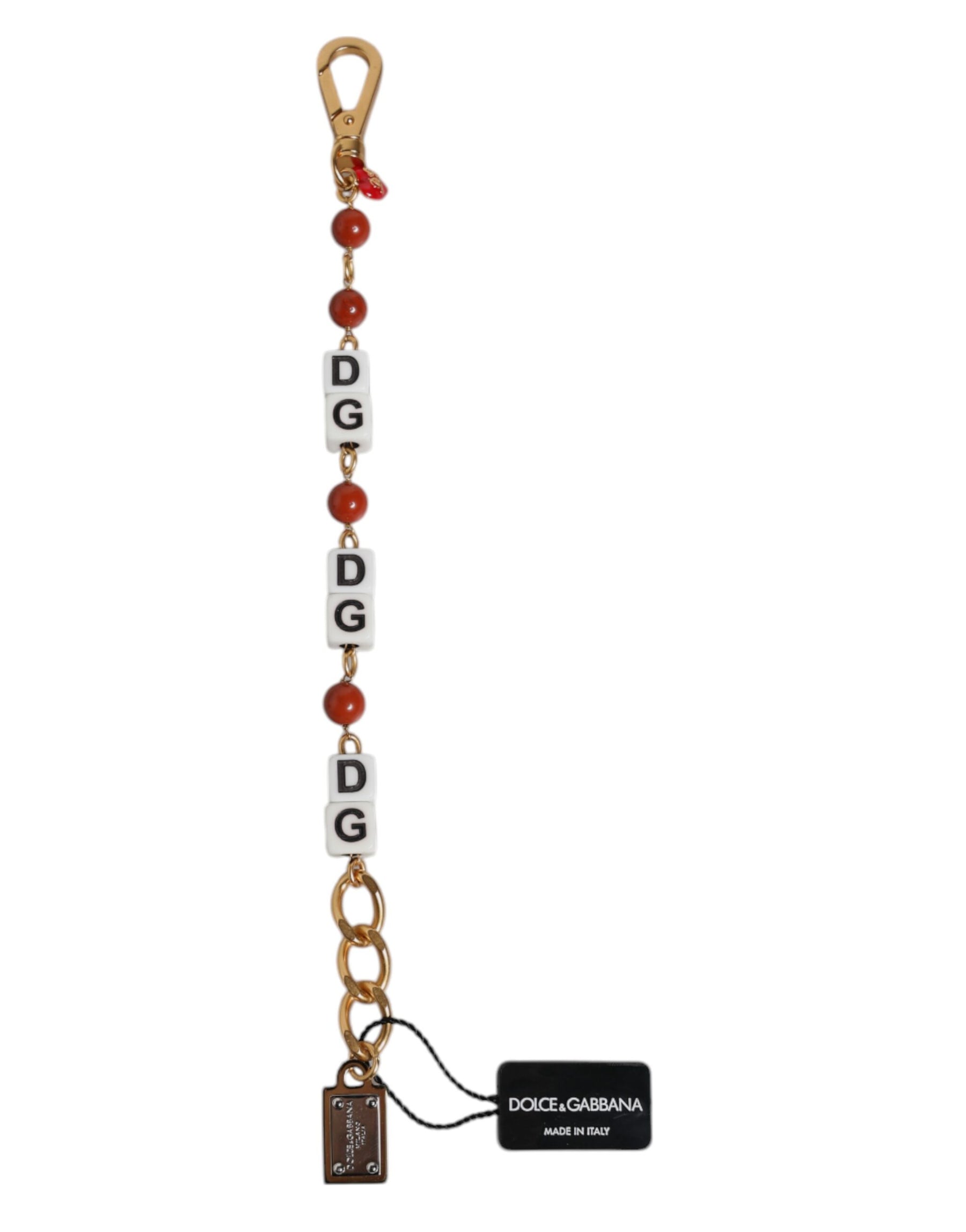 Dolce & Gabbana Multicolor Gold Tone Brass Chain DG Logo Dice Bracelet | Regal Royce