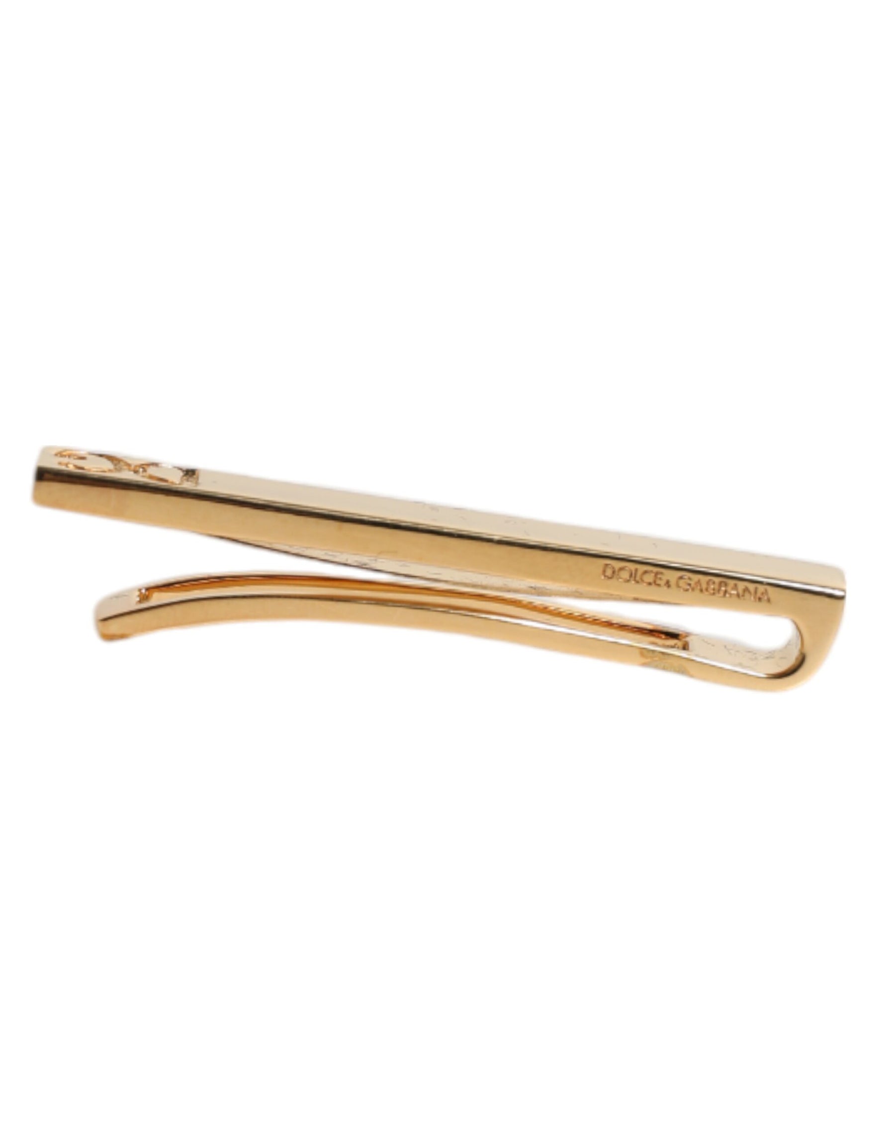 Dolce & Gabbana Gold Tone Brass Logo Branded Tie Clip Bar | Regal Royce