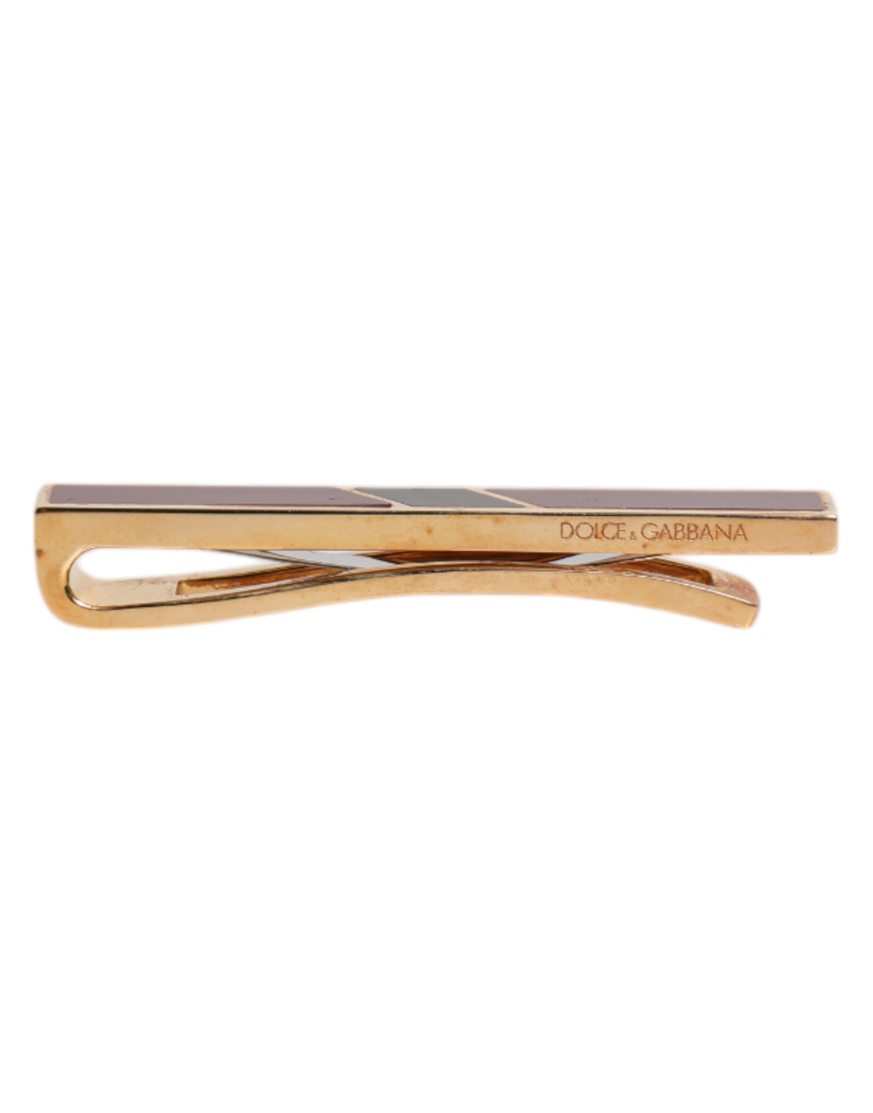 Dolce & Gabbana Multicolor Gold Tone Brass Tie Clip Bar | Regal Royce