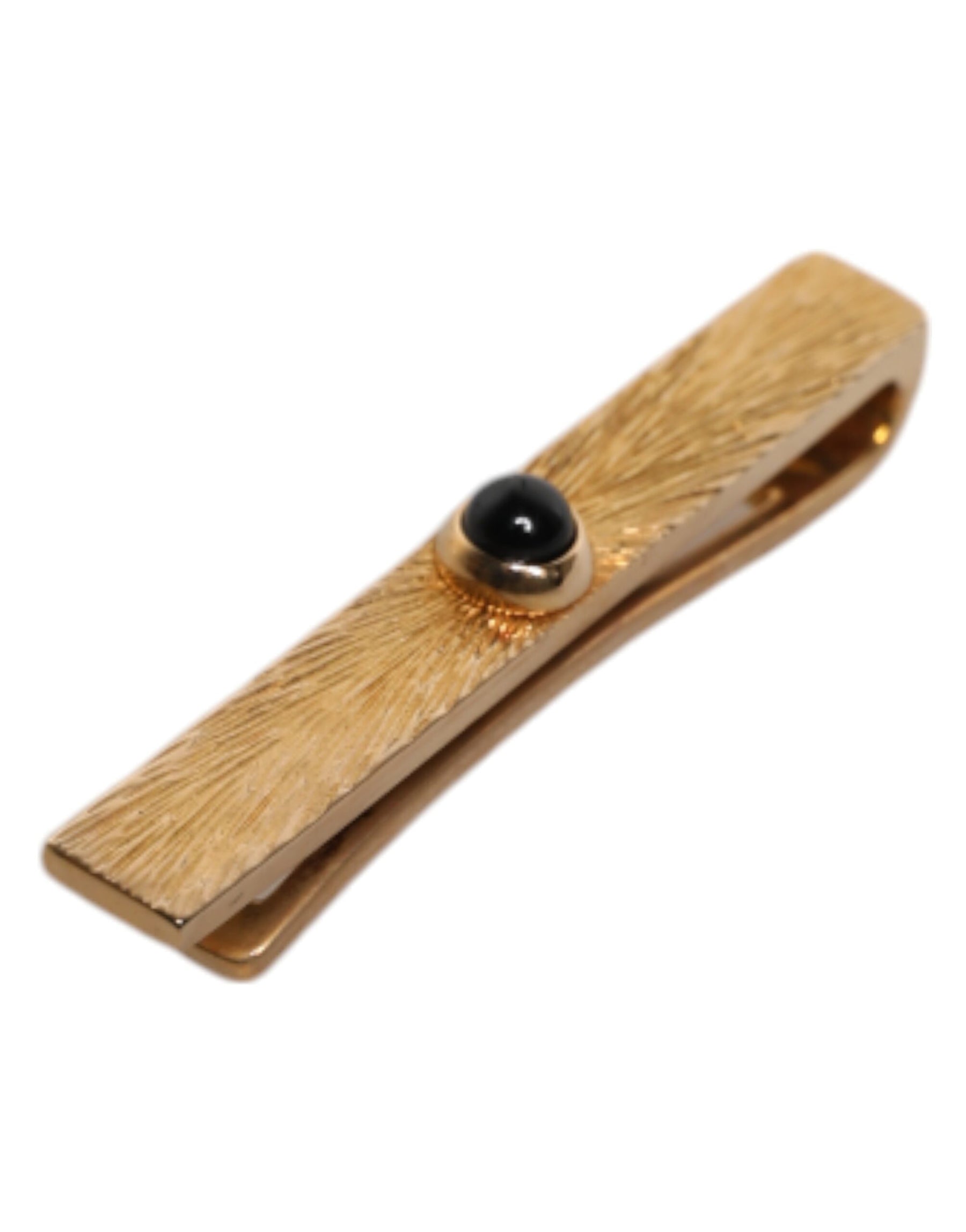 Dolce & Gabbana Black Sapphire Gold Tone Brass Tie Clip Bar | Regal Royce