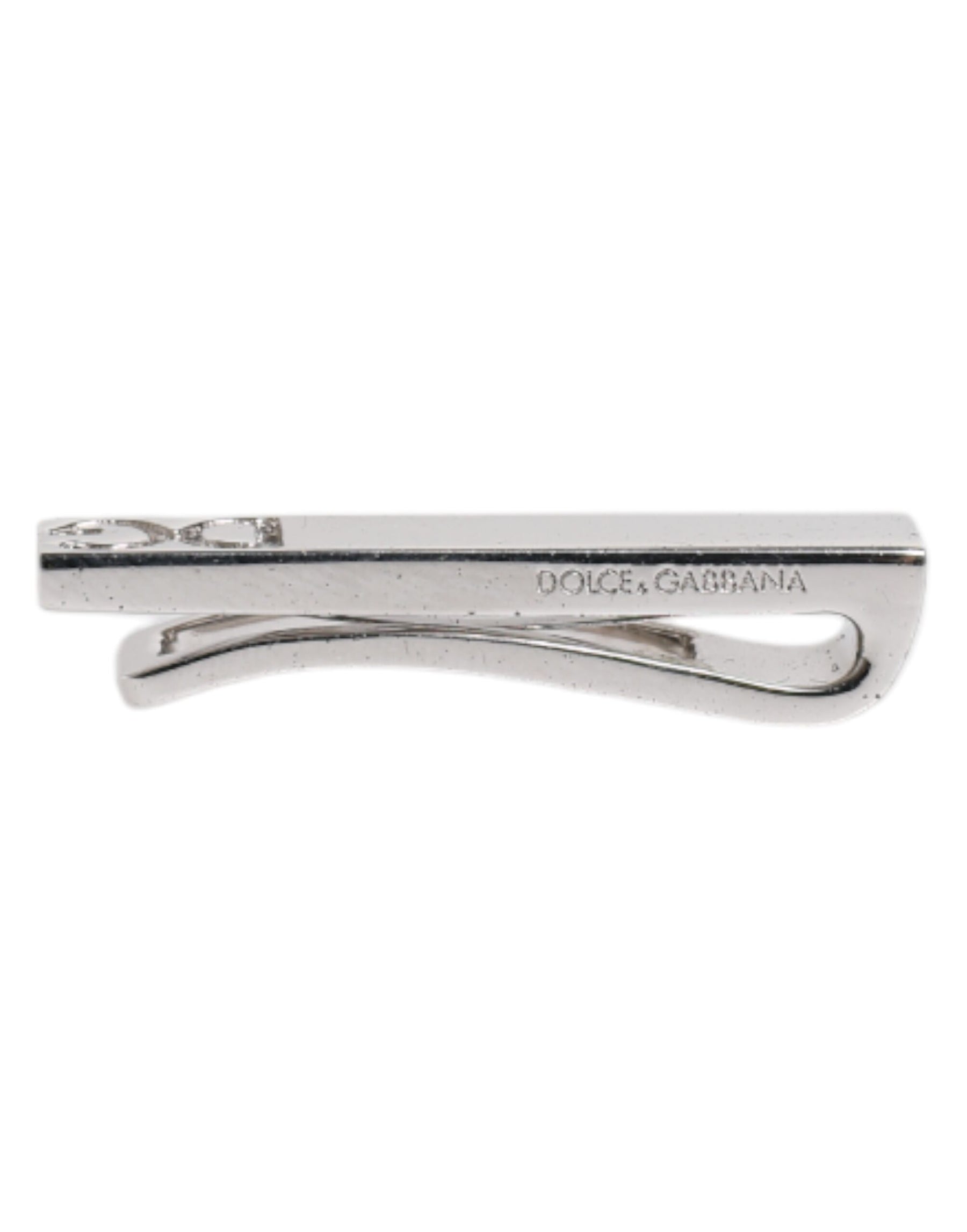 Dolce & Gabbana Silver Tone Brass Logo Branded Tie Clip Bar | Regal Royce