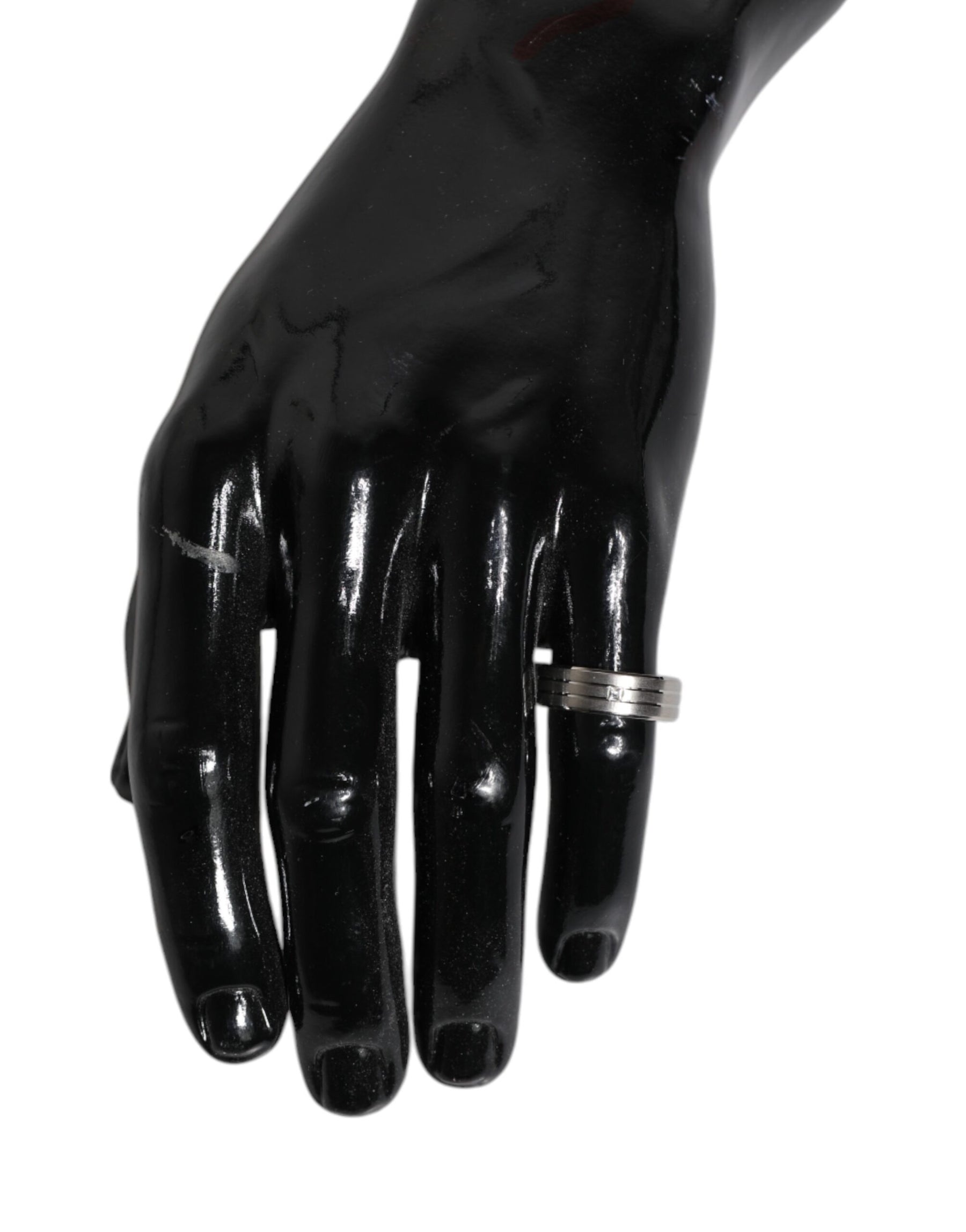 Dolce & Gabbana Silver Tone Brass Clear Crystal DG Logo Ring | Regal Royce