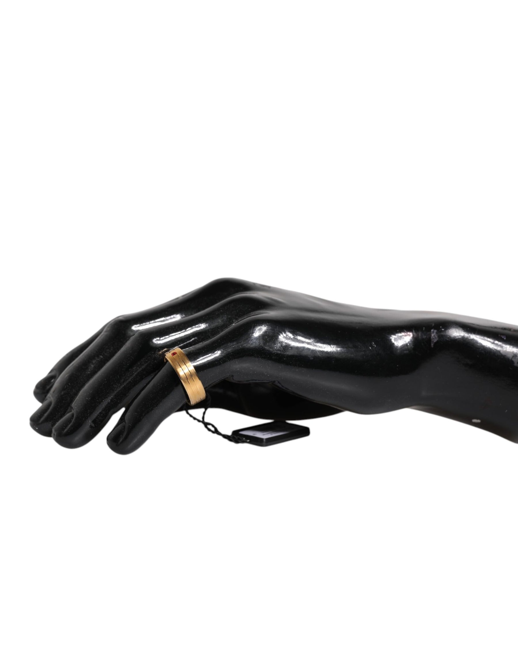 Dolce & Gabbana Gold Tone Brass Red Crystal DG Logo Ring | Regal Royce