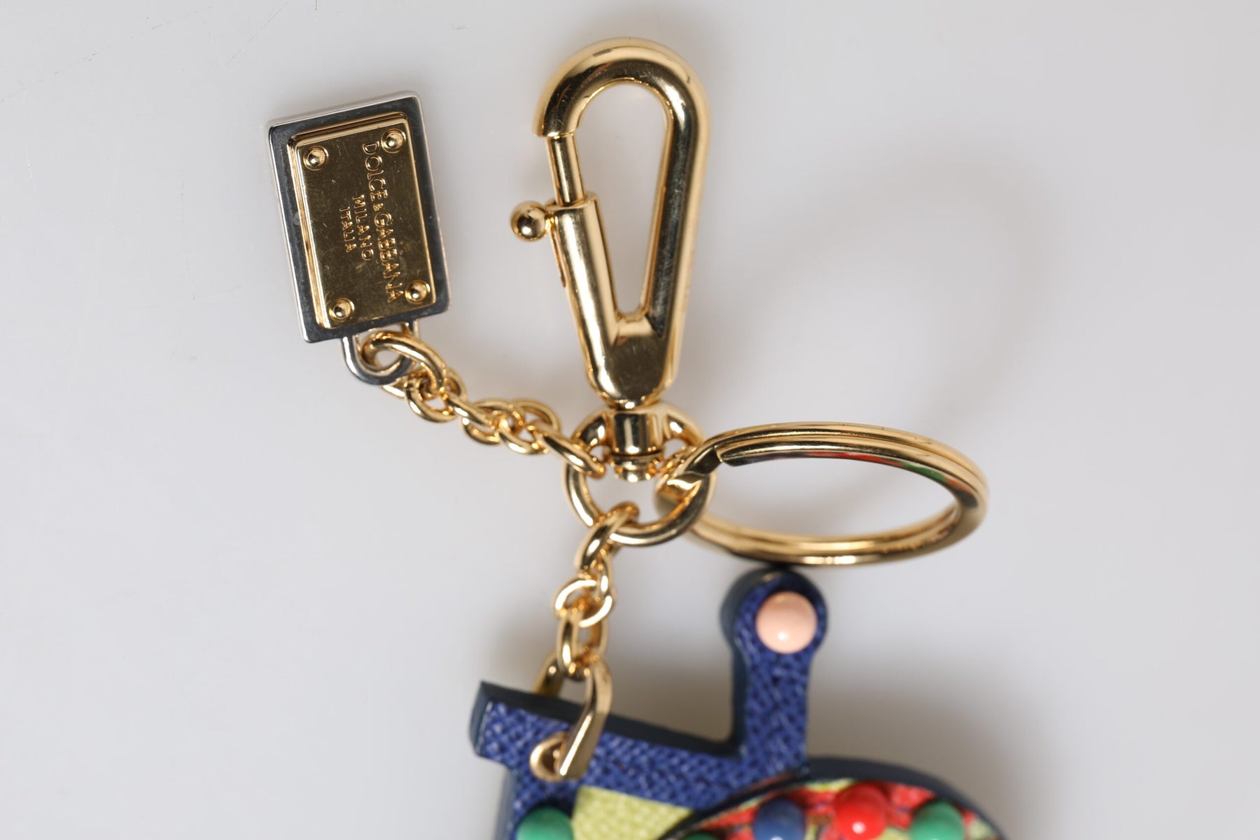 Dolce & Gabbana Multicolor Gold Tone Carretto Keychain Keyring | Regal Royce