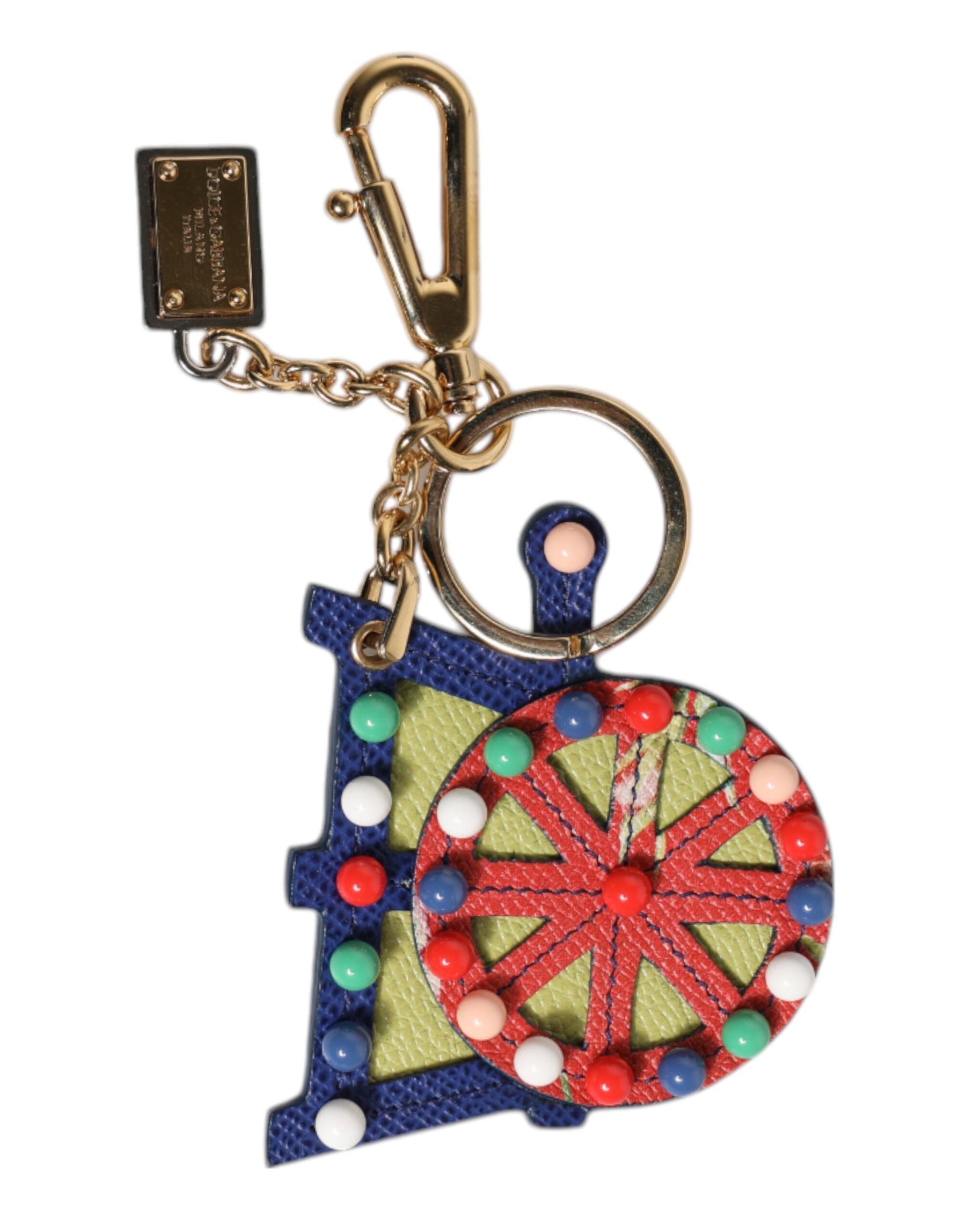 Dolce & Gabbana Multicolor Gold Tone Carretto Keychain Keyring | Regal Royce