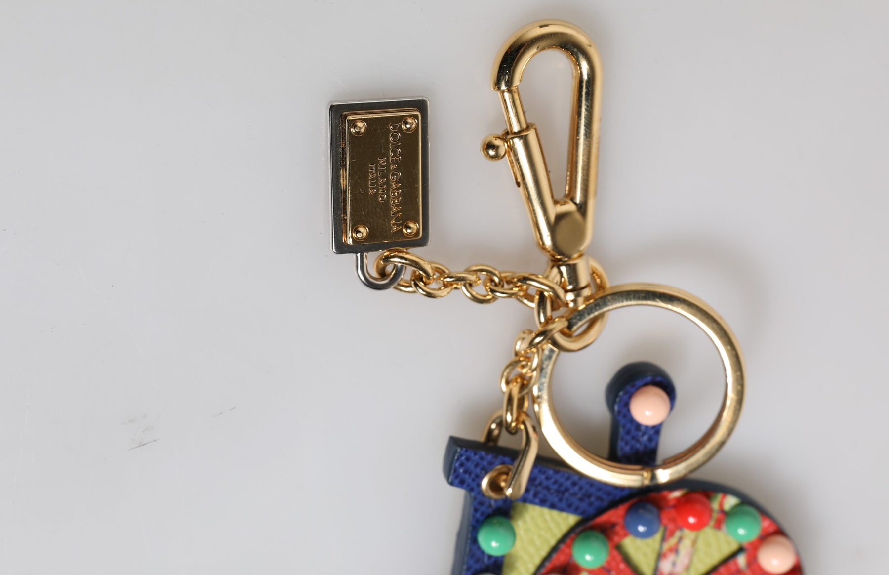 Dolce & Gabbana Multicolor Gold Tone Carretto Keychain Keyring | Regal Royce