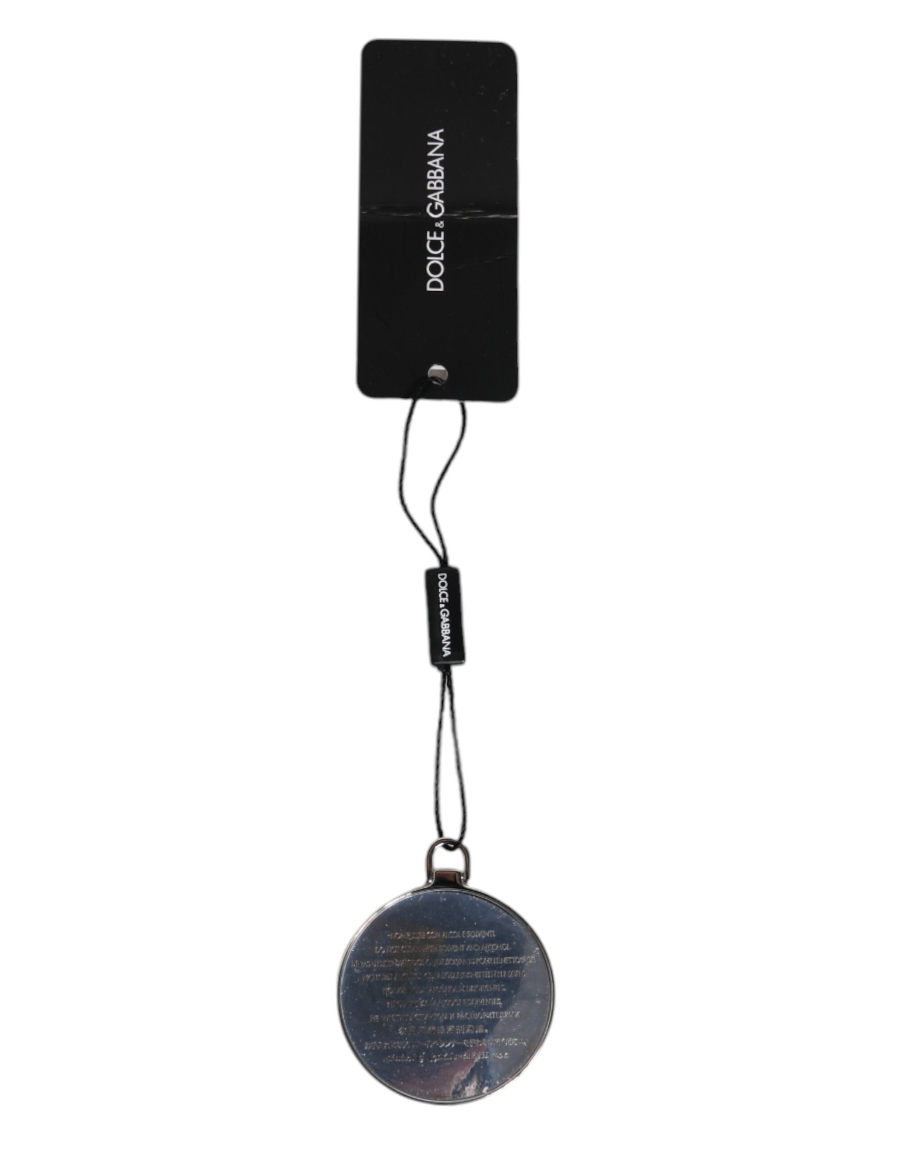 Dolce & Gabbana Pink Calfskin Leather Round Logo Hand Mirror Holder | Regal Royce