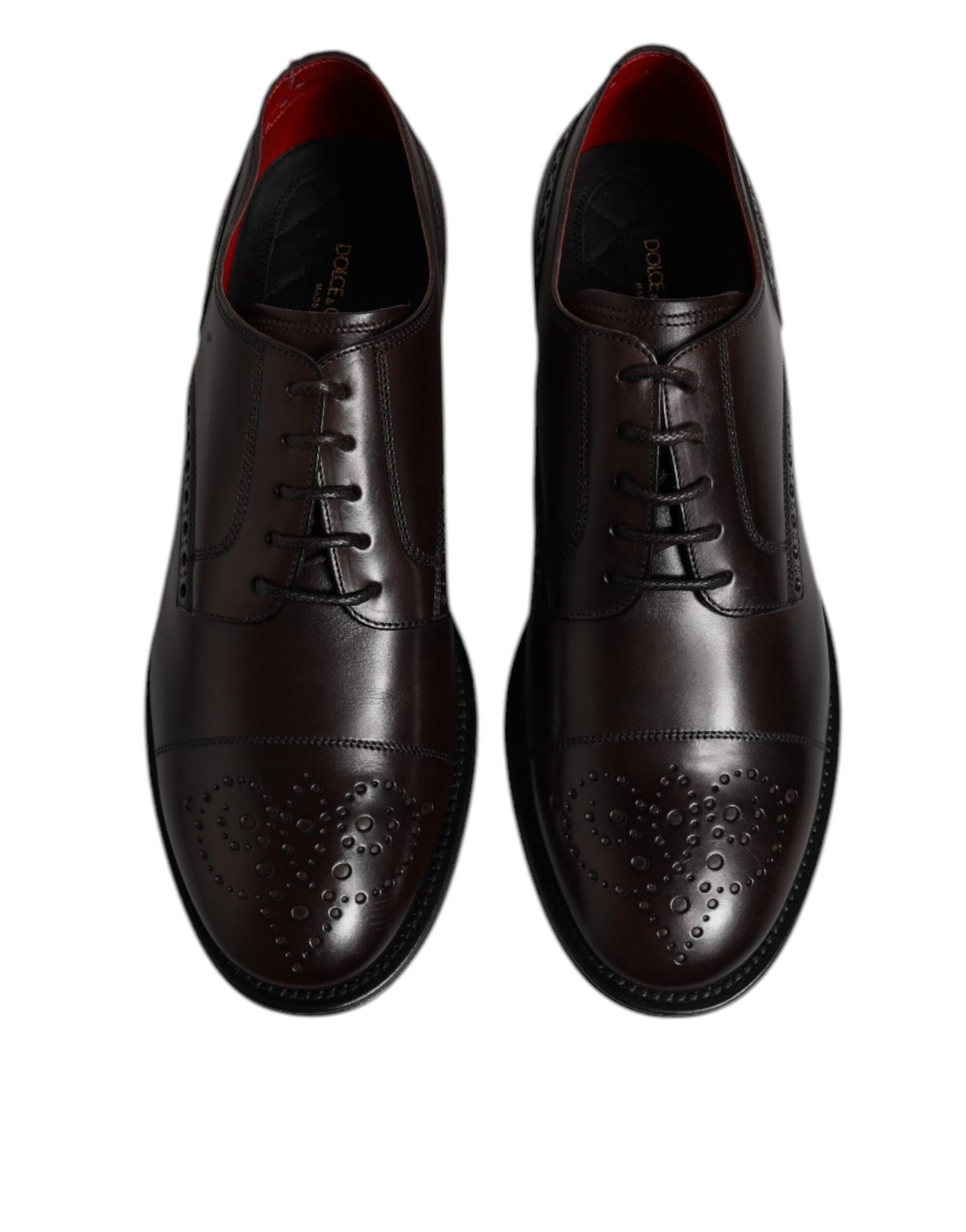 Dolce & Gabbana Maroon Calfskin Leather Derby Men Dress Shoes | Regal Royce