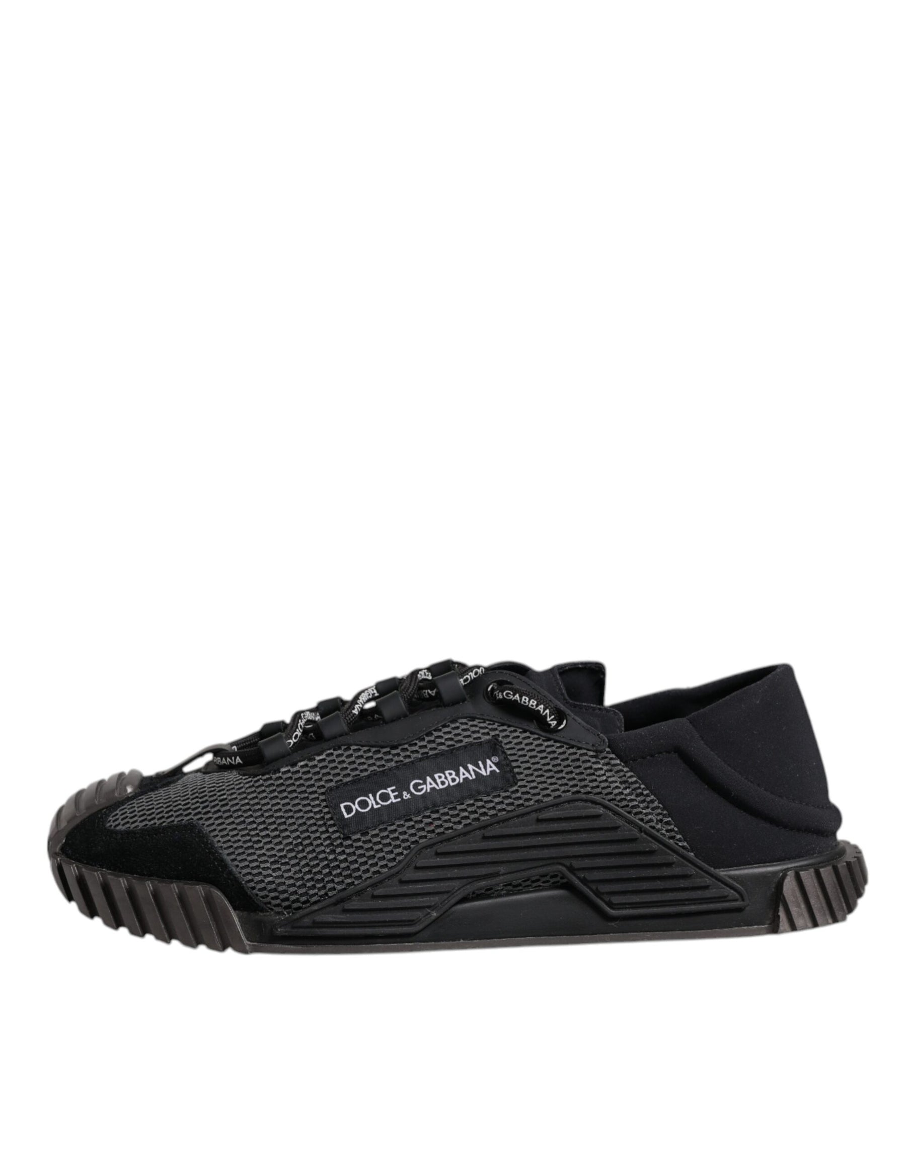 Dolce & Gabbana Black Silver Logo Low Top Men Sneakers Shoes | Regal Royce