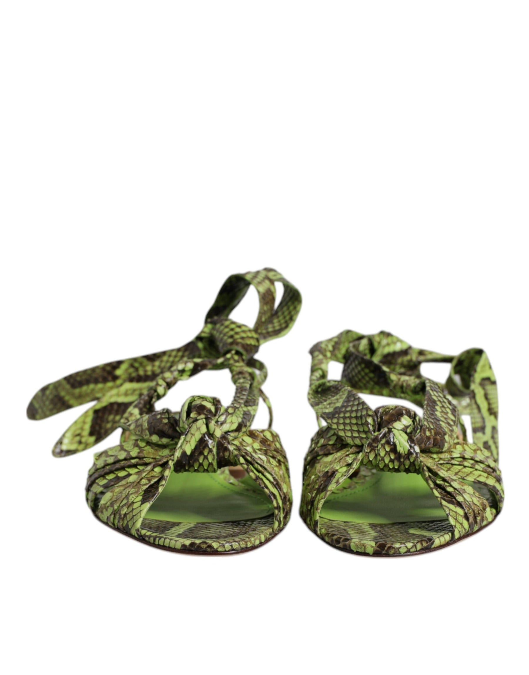 Dolce & Gabbana Green Animal Print Ankle Wrap Sandals Shoes | Regal Royce