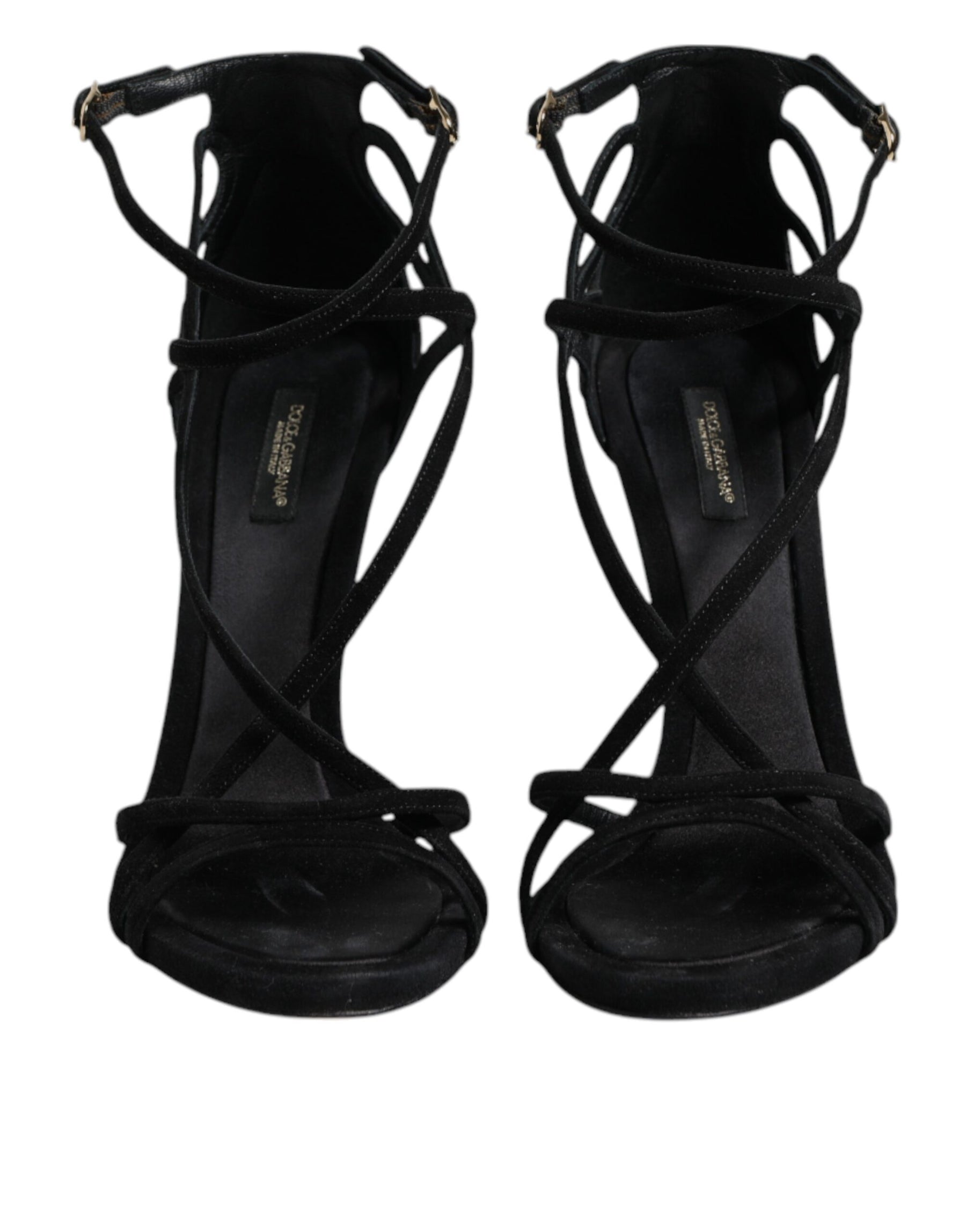 Dolce & Gabbana Black Leather Stiletto Heels Sandals Shoes | Regal Royce