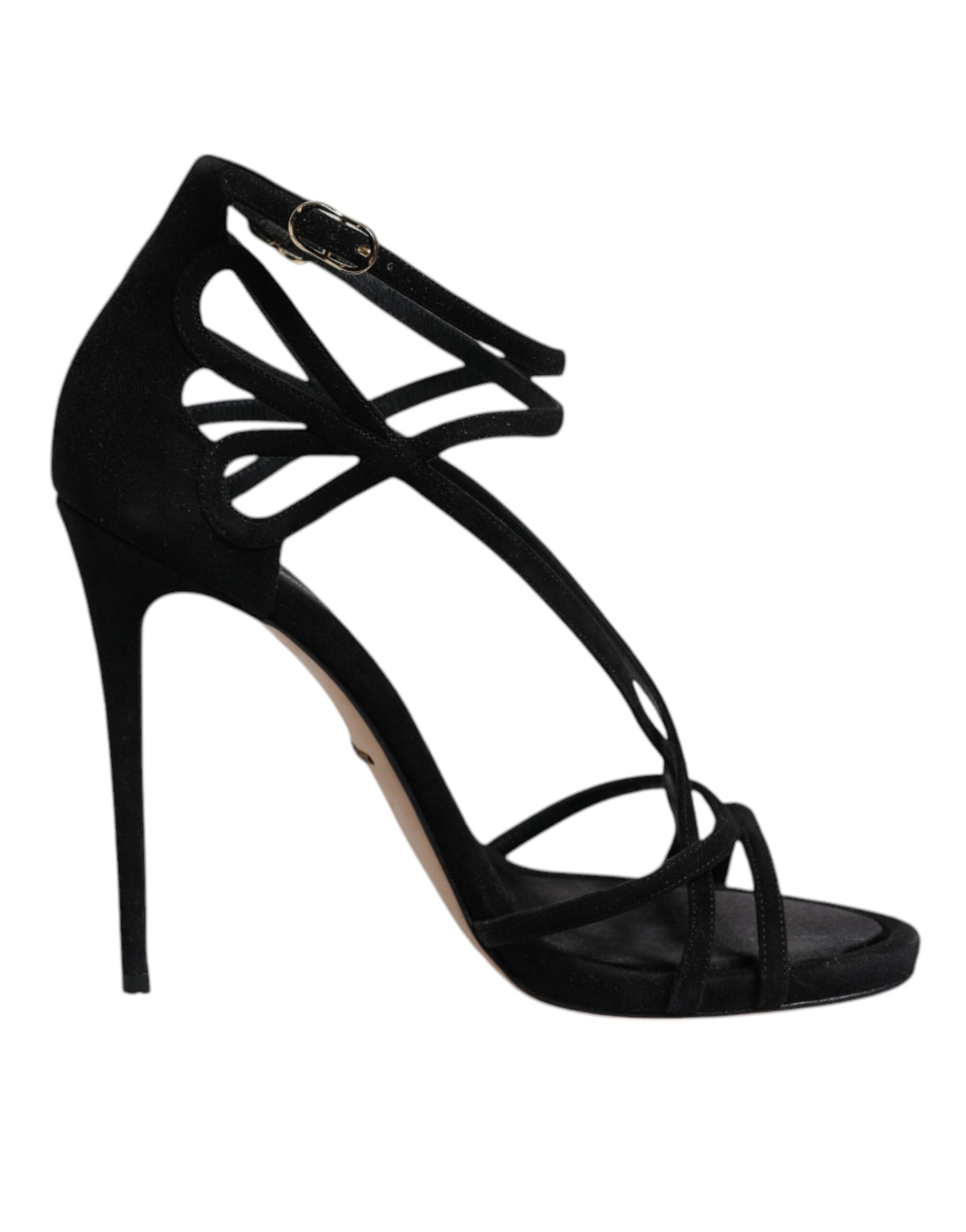 Dolce & Gabbana Black Leather Stiletto Heels Sandals Shoes | Regal Royce