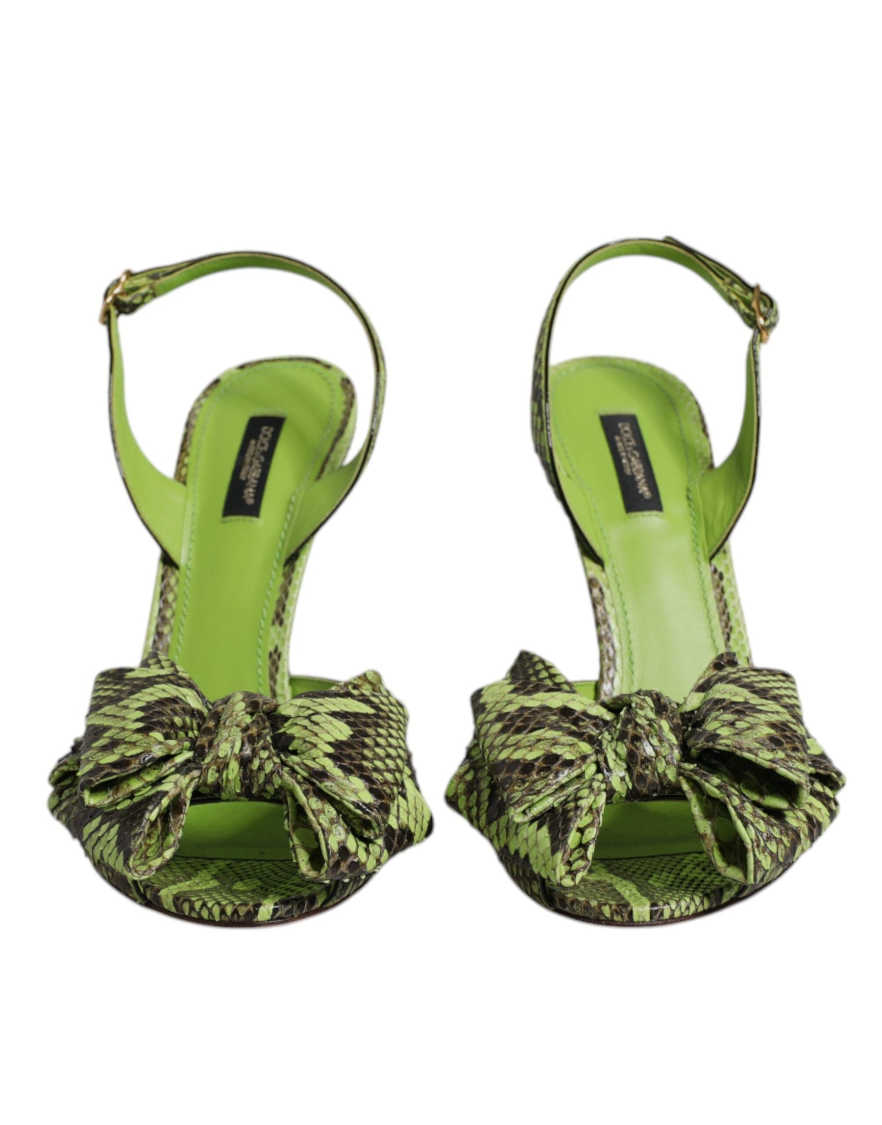 Dolce & Gabbana Green Python Leather Heels Sandals Shoes | Regal Royce