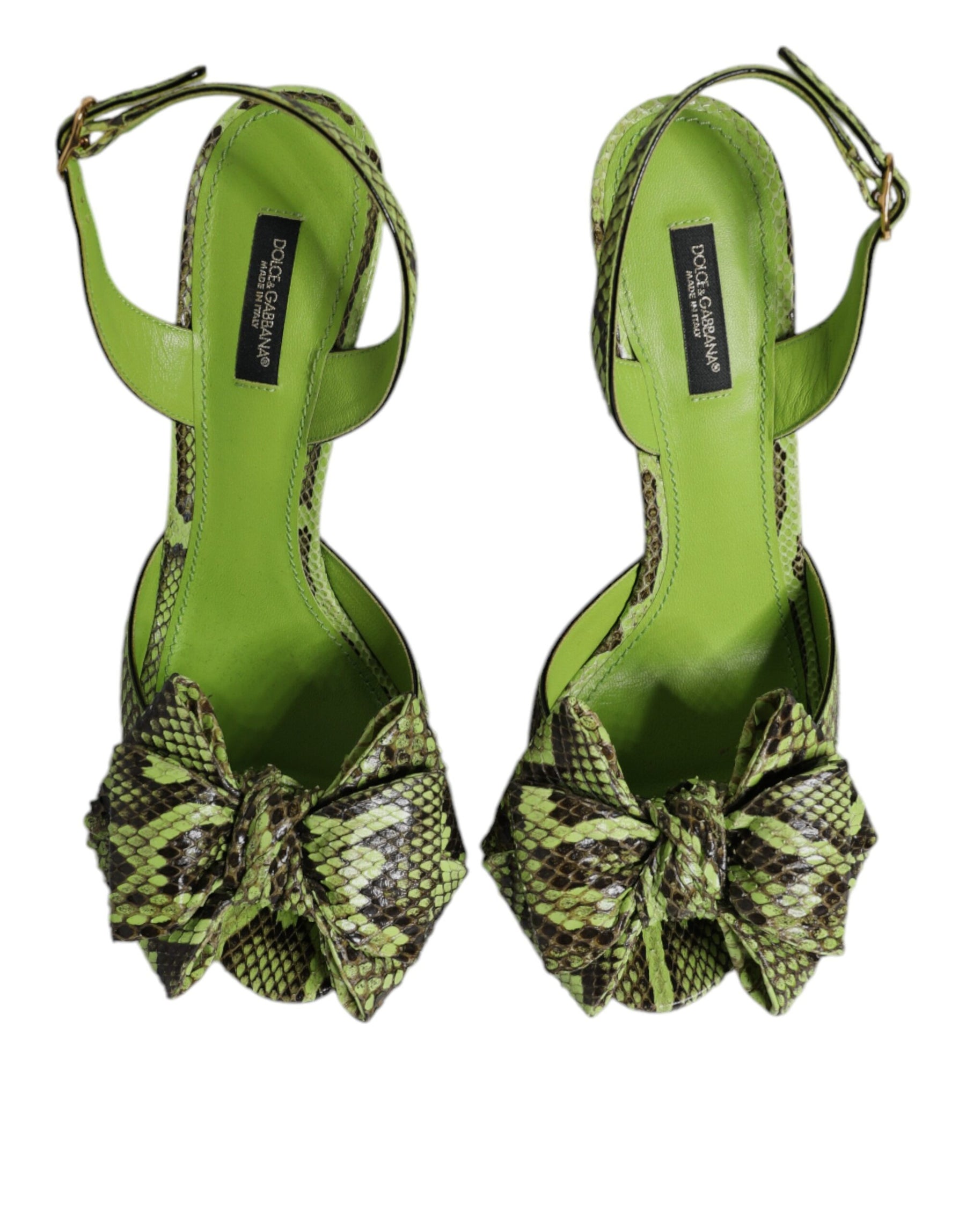 Dolce & Gabbana Green Python Leather Heels Sandals Shoes | Regal Royce