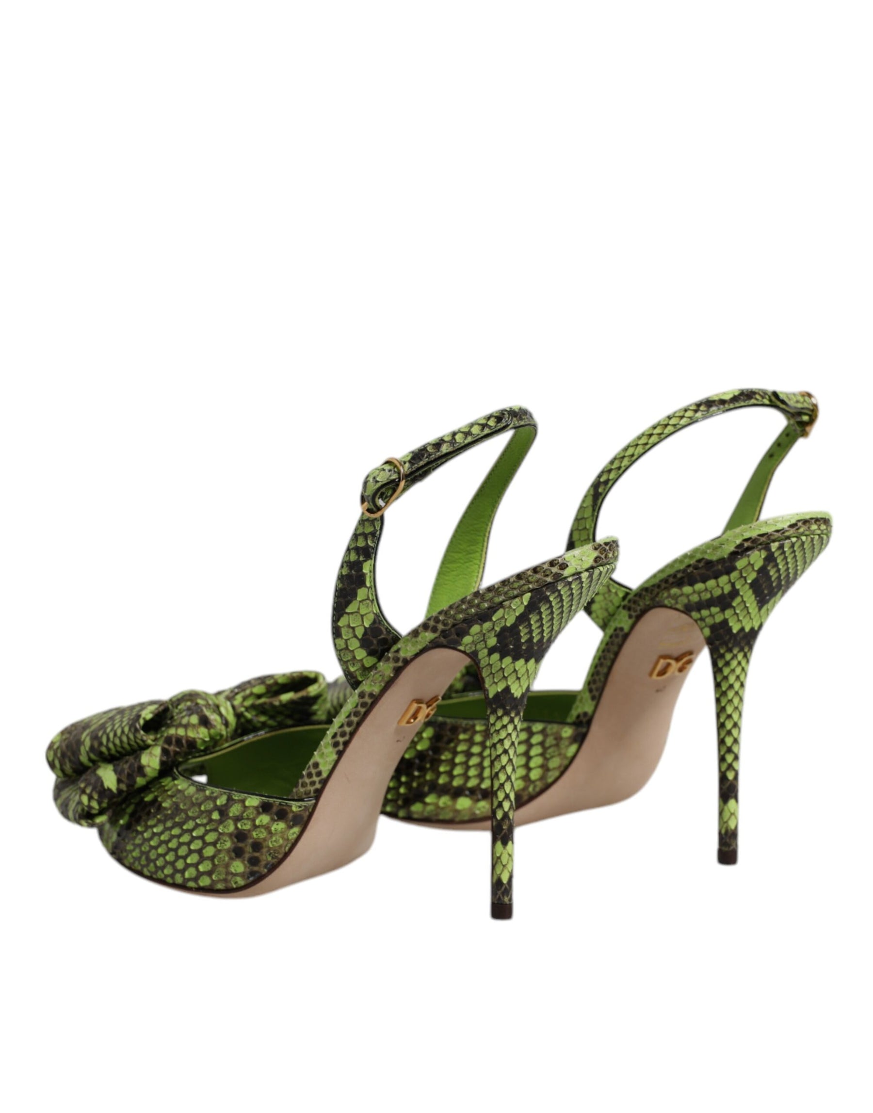 Dolce & Gabbana Green Python Leather Heels Sandals Shoes | Regal Royce