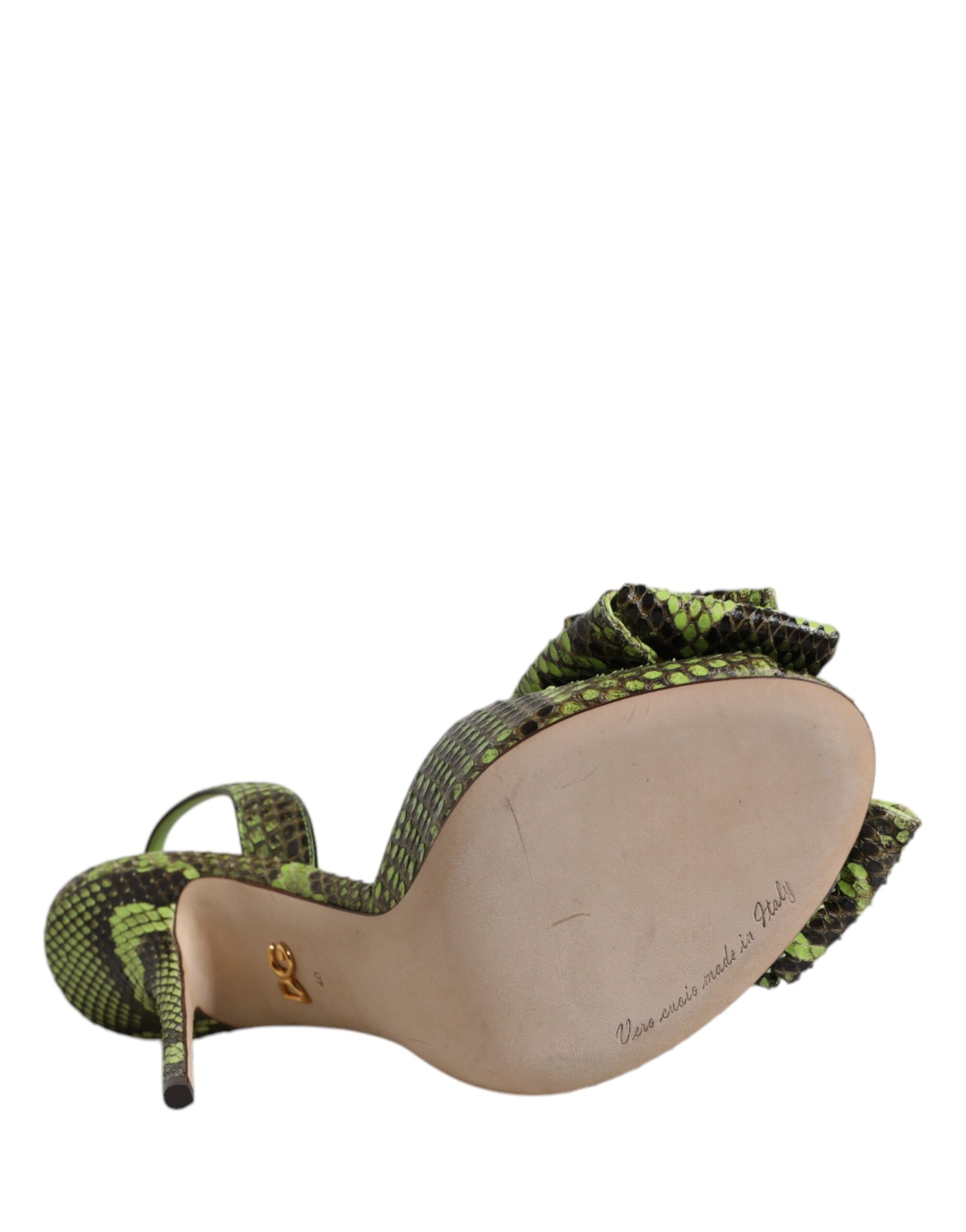 Dolce & Gabbana Green Python Leather Heels Sandals Shoes | Regal Royce