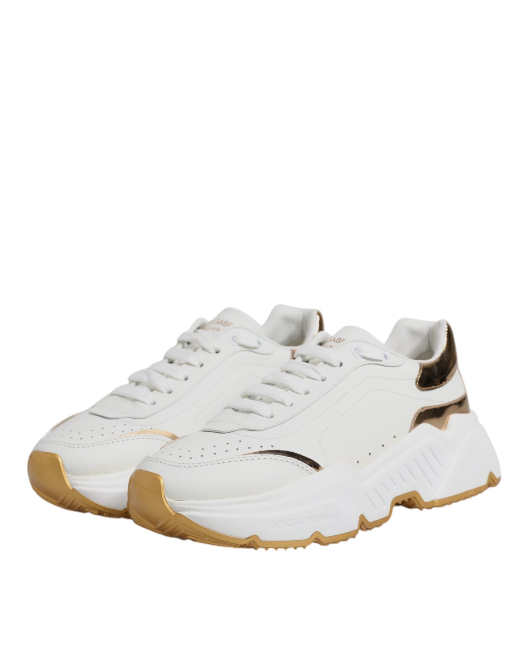Dolce & Gabbana White Gold Daymaster Low Top Sneakers Shoes | Regal Royce