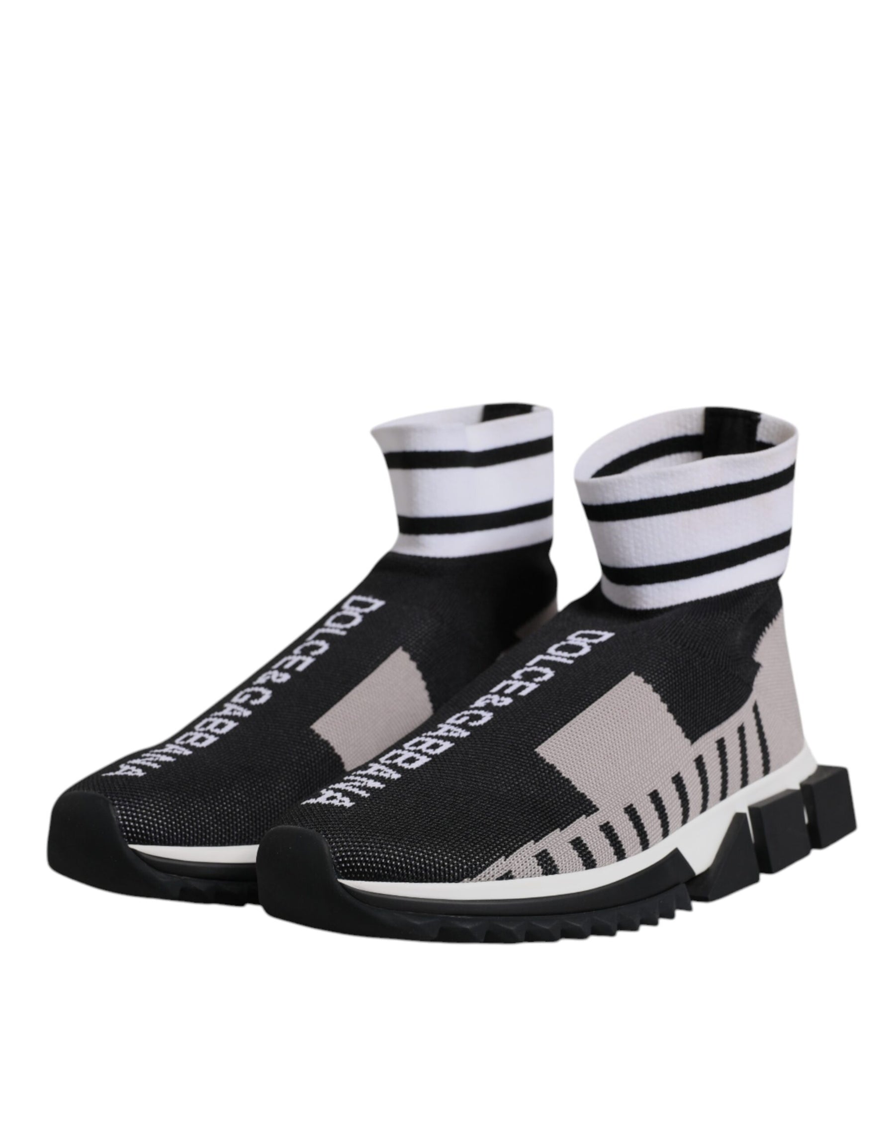 Dolce & Gabbana Black Gray Sorrento Socks Women Sneakers Shoes | Regal Royce