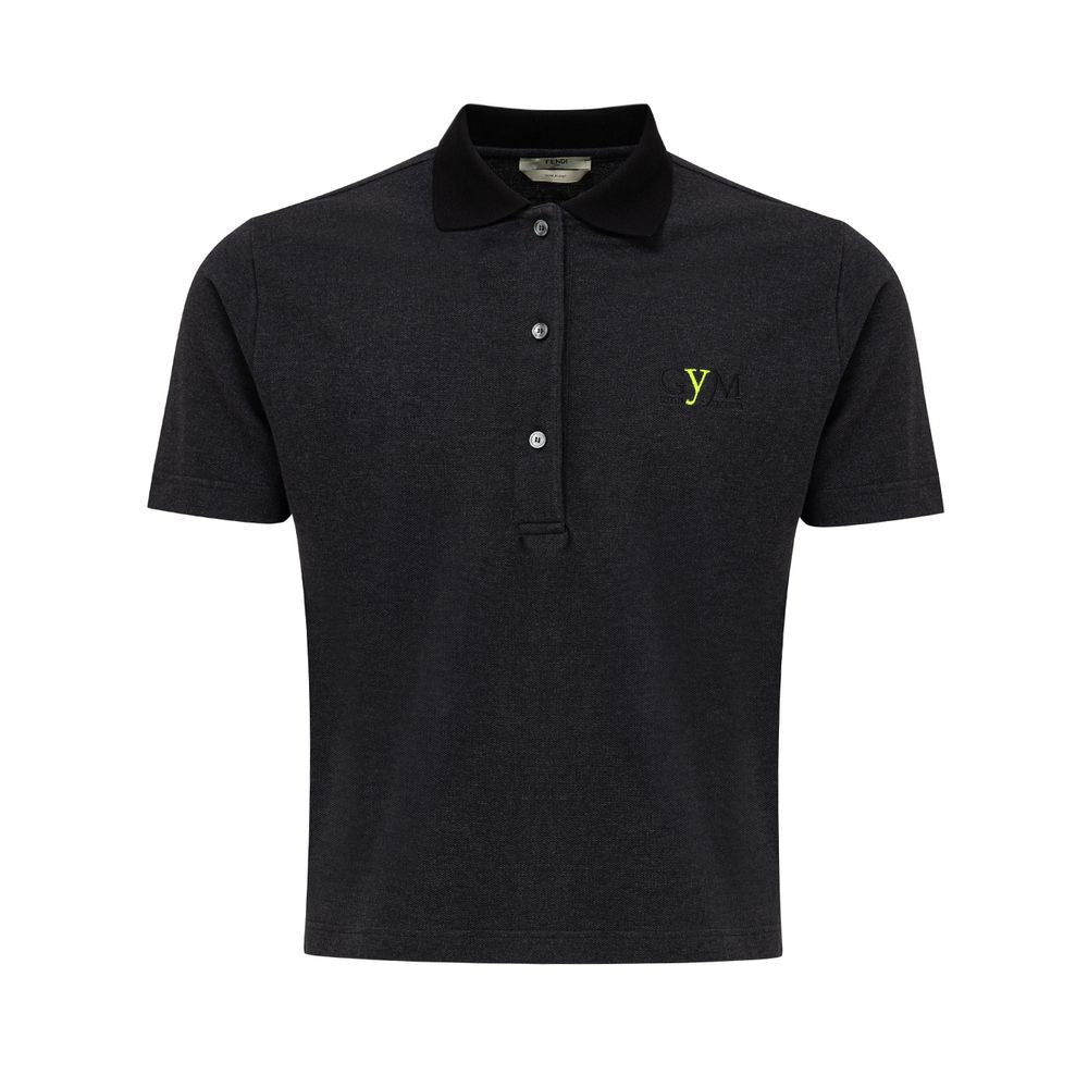 Fendi Black Cotton Polo Shirt | Regal Royce