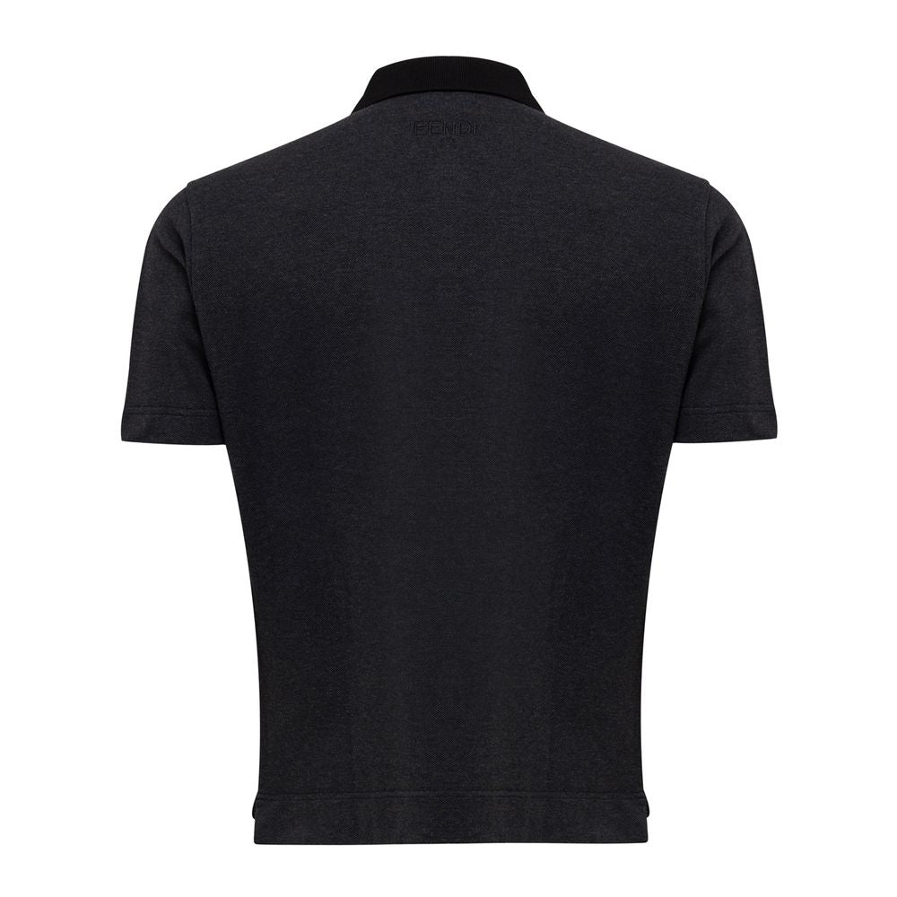 Fendi Black Cotton Polo Shirt | Regal Royce