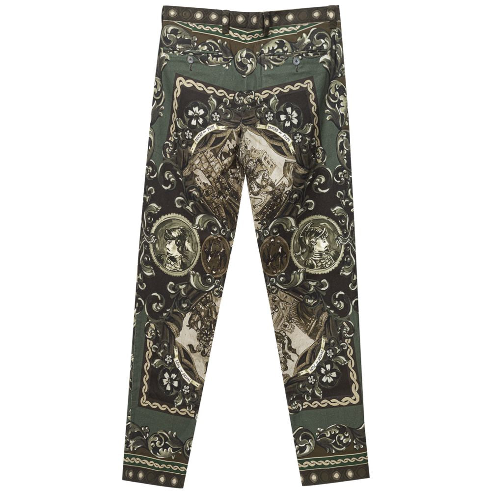 Dolce & Gabbana Green Cotton Casual Pants | Regal Royce