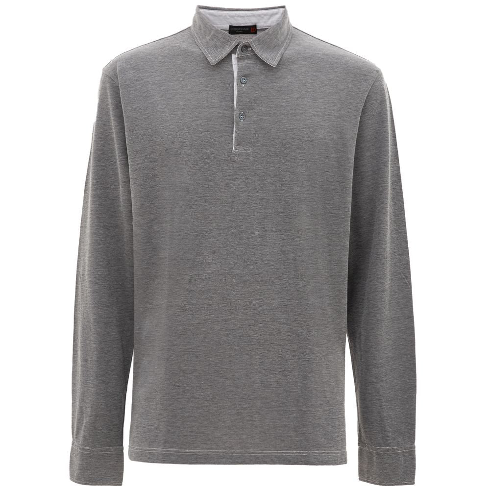 Corneliani Gray Cotton Polo Shirt | Regal Royce