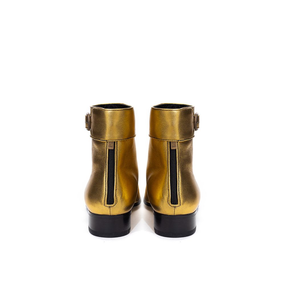 Saint Laurent Gold Leather Ankle Boots | Regal Royce