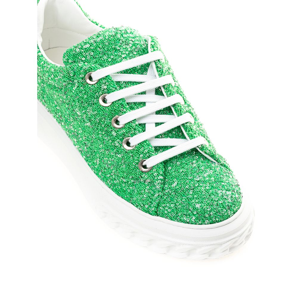 Casadei Green Fabric And Leather Athletic Sneakers | Regal Royce