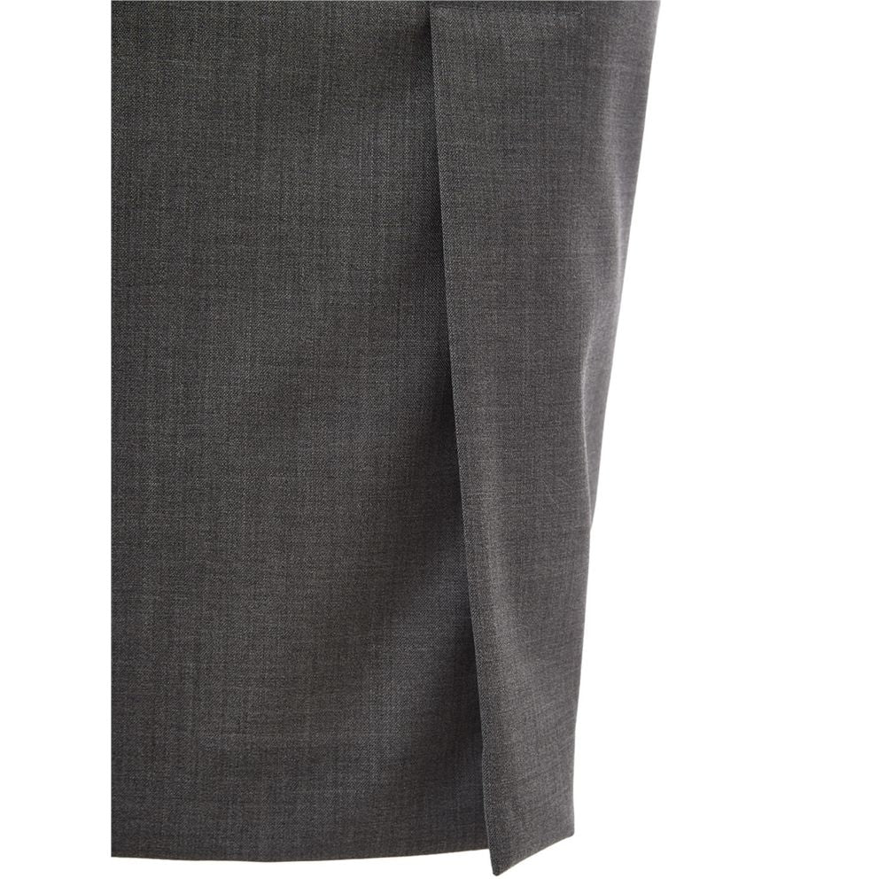 Lardini Gray Wool Midi Skirt | Regal Royce