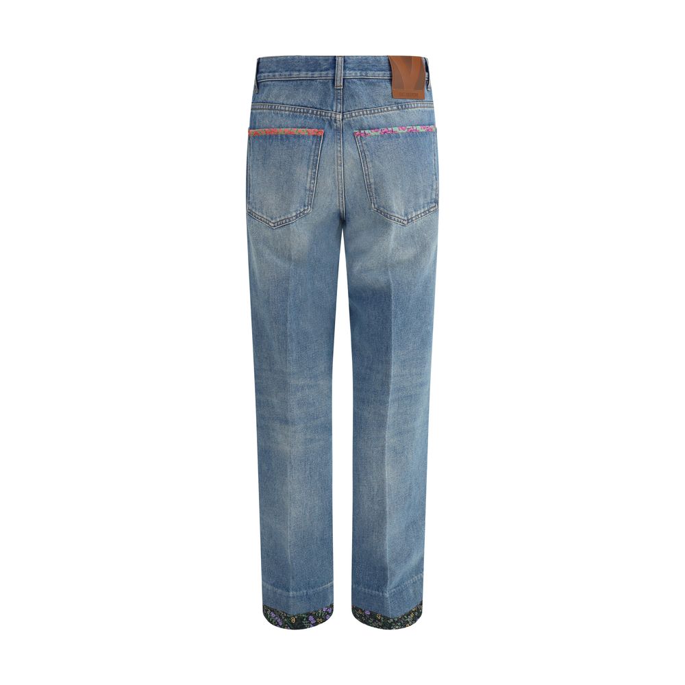 Valentino Blue Cotton Straight-Leg Jeans