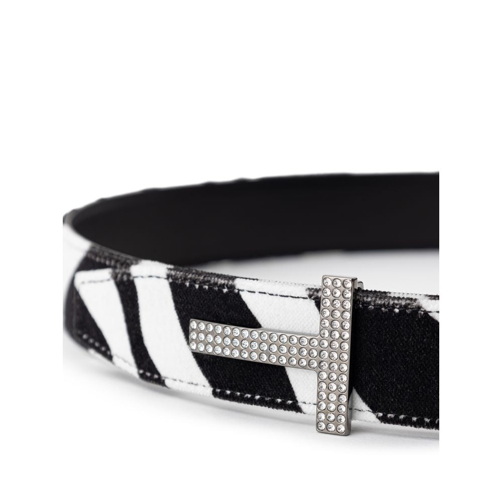 Tom Ford Black And White Leather Regular Belt | Regal Royce