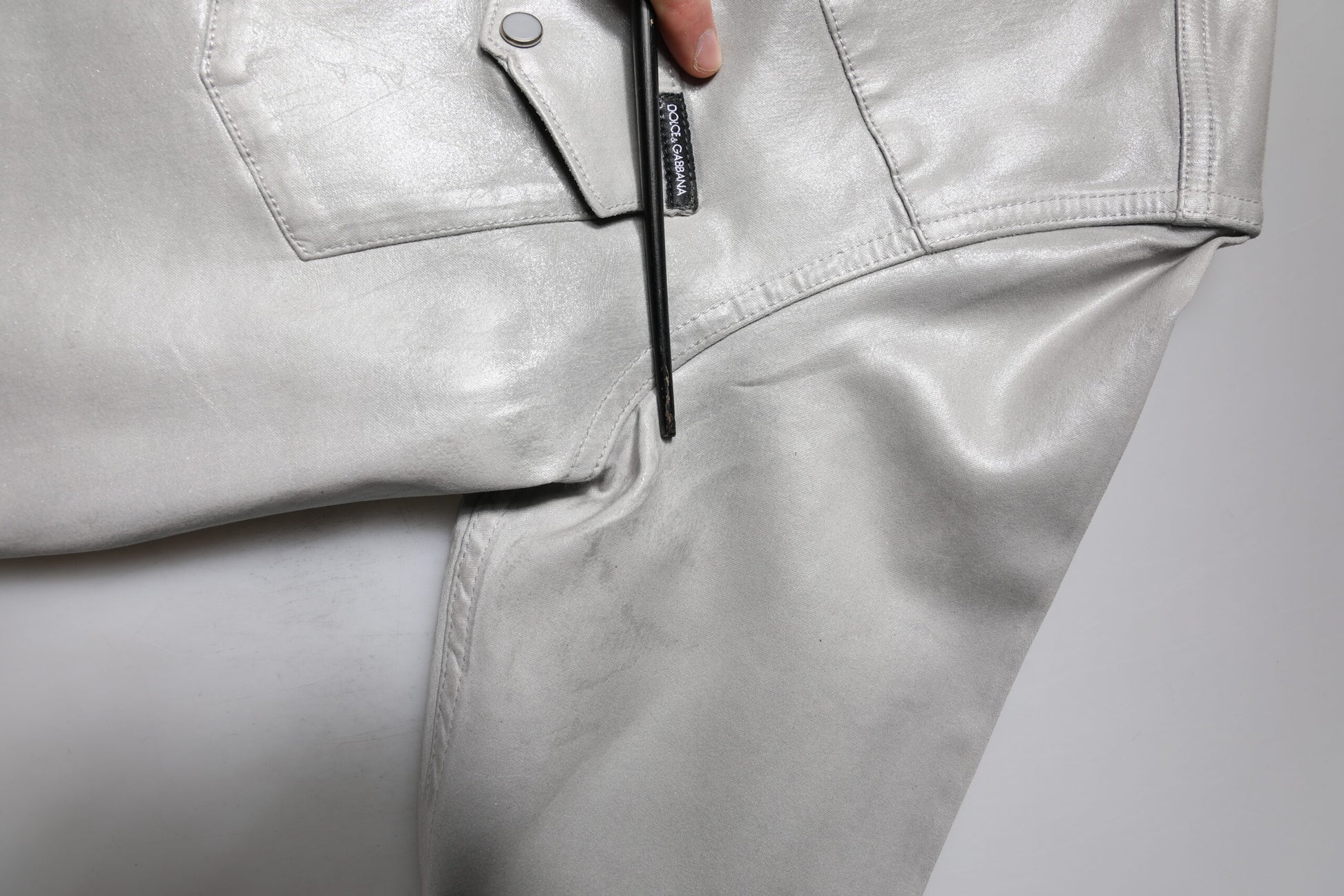 Dolce & Gabbana Metallic Gray Cotton Button Down Shirt