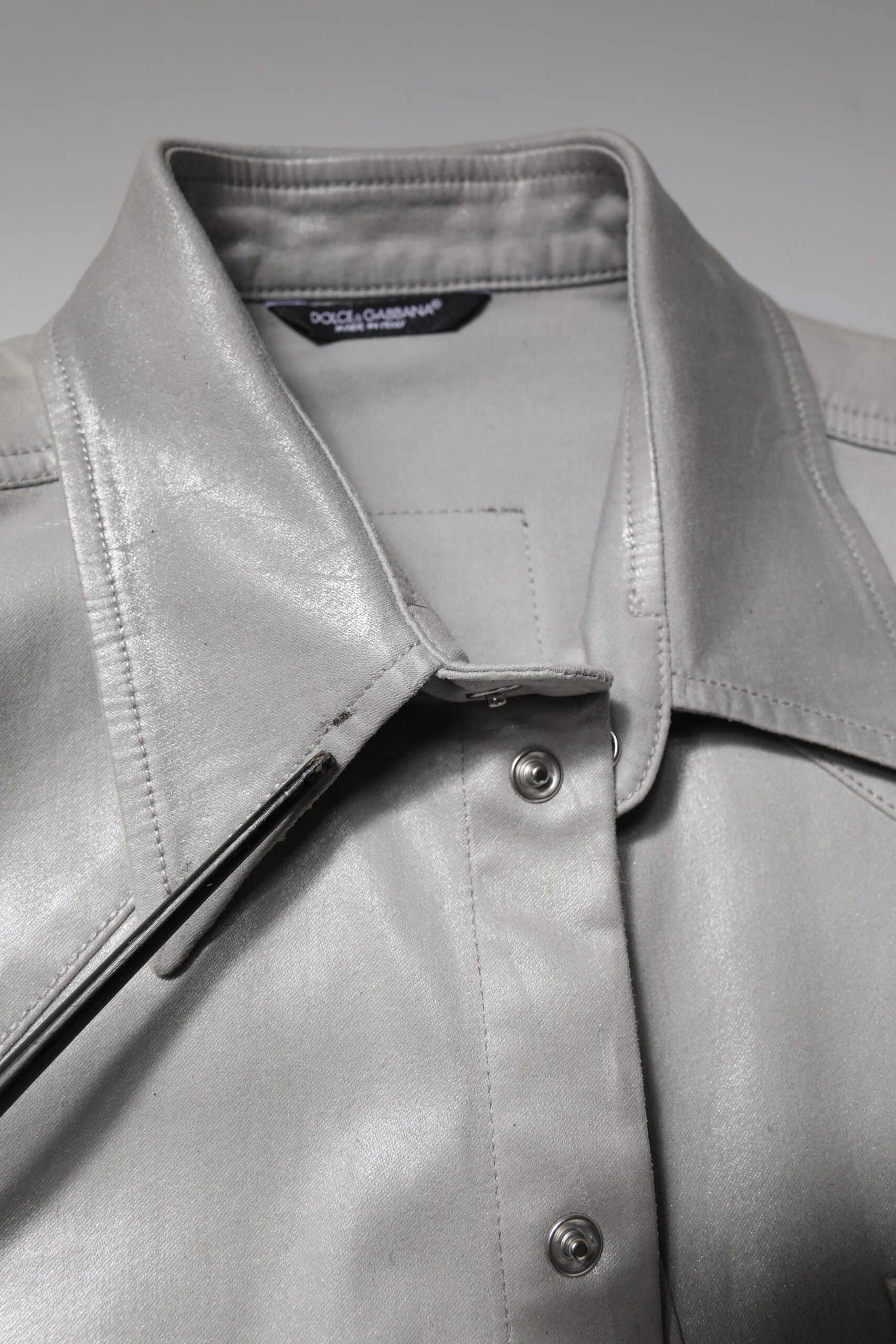 Dolce & Gabbana Metallic Gray Cotton Button Down Shirt | Regal Royce