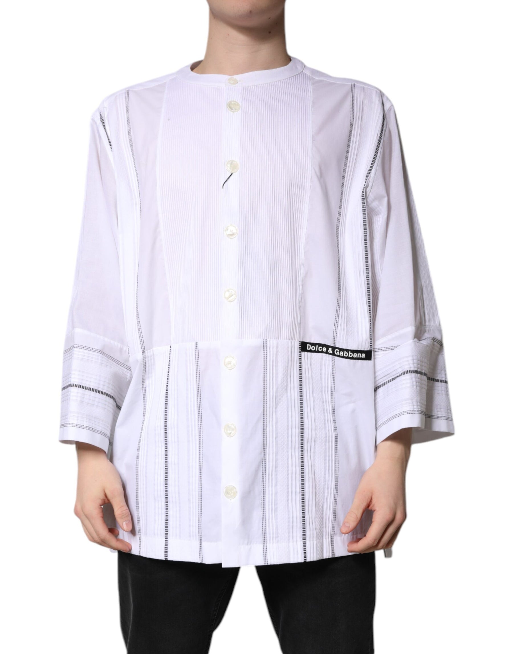 Dolce & Gabbana White Cotton Button Down Long Sleeves Shirt | Regal Royce