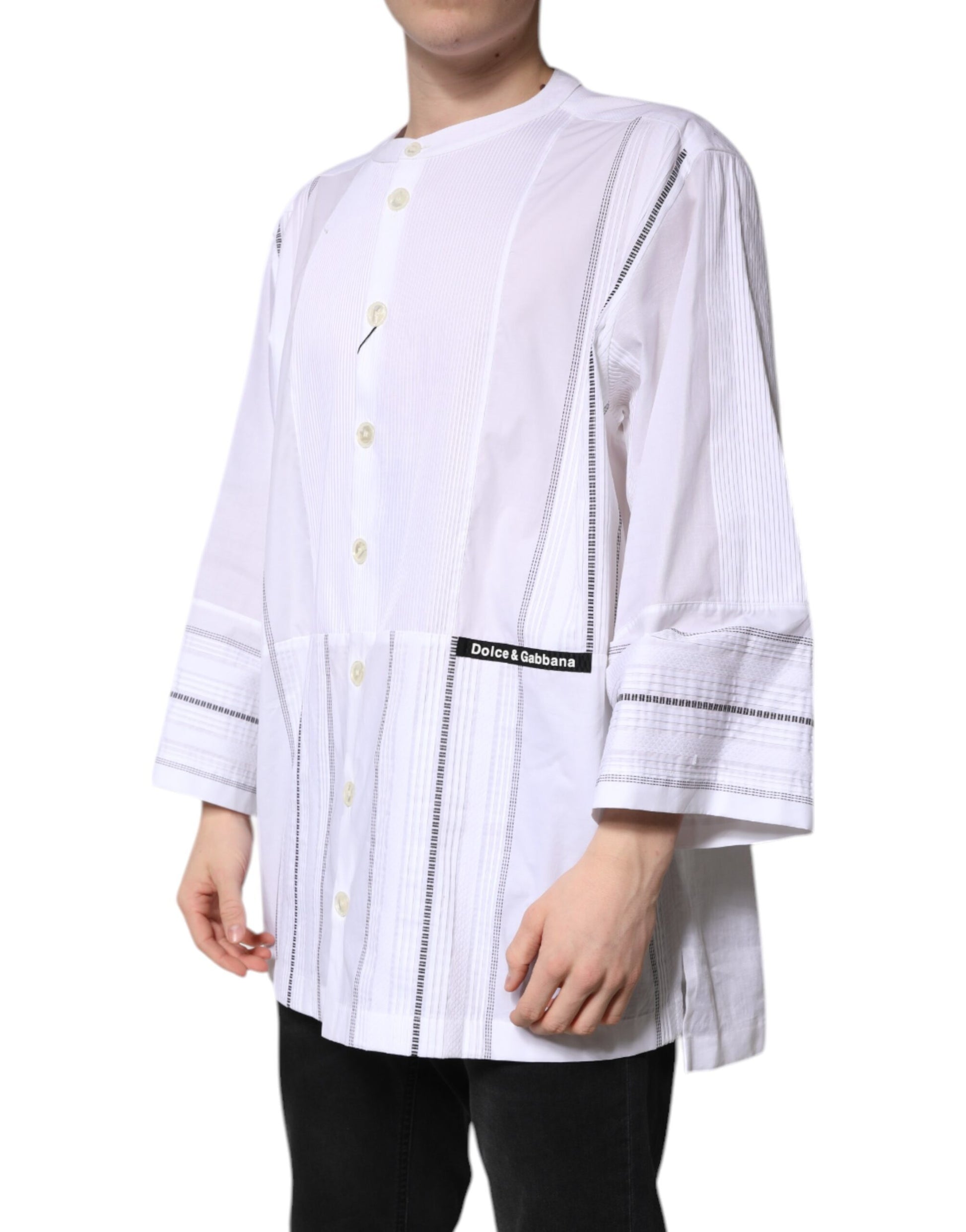 Dolce & Gabbana White Cotton Button Down Long Sleeves Shirt