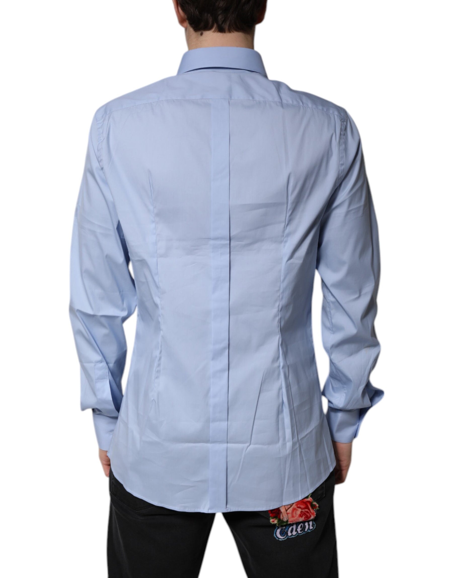 Dolce & Gabbana Light Blue Cotton GOLD Dress Formal Shirt | Regal Royce