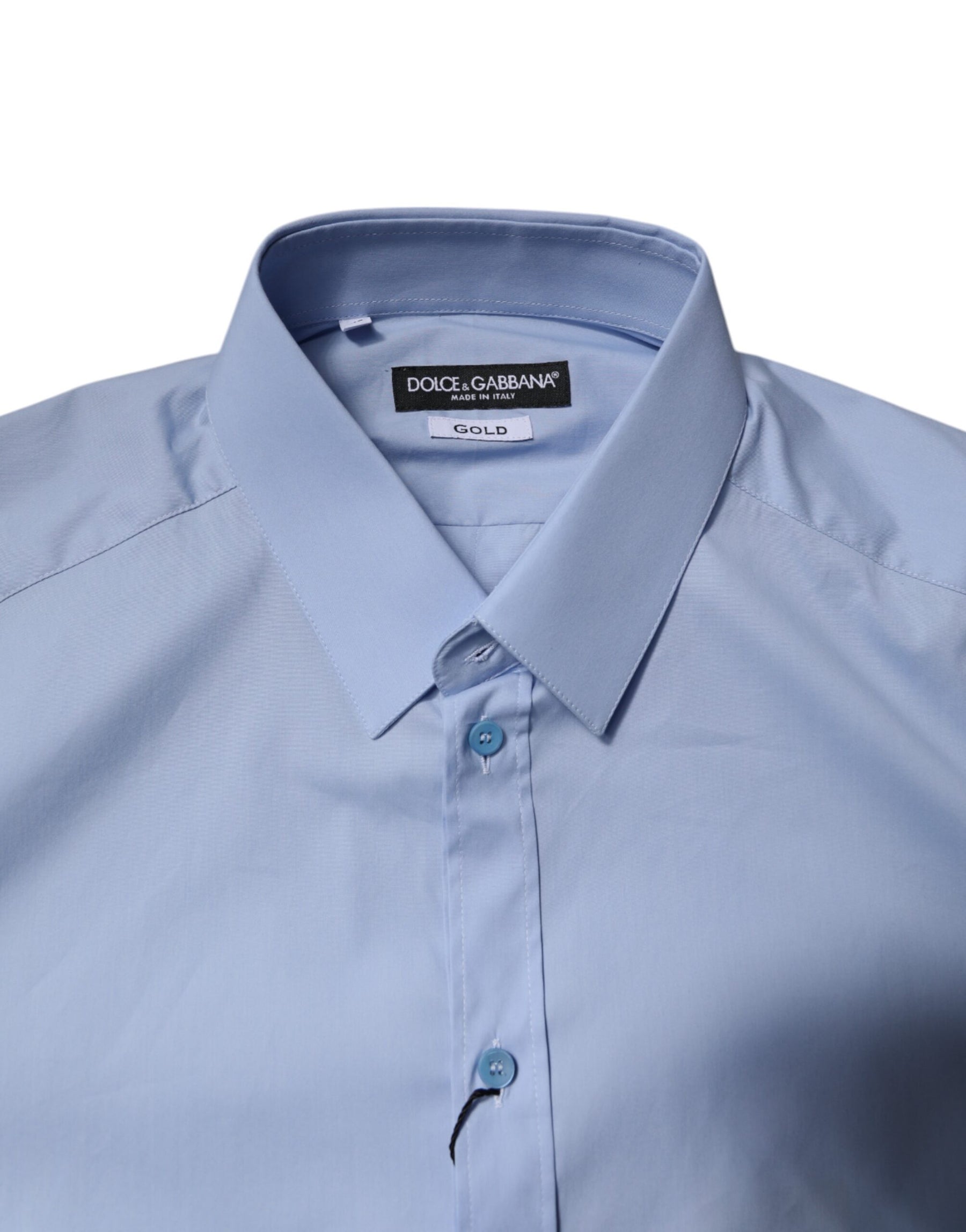 Dolce & Gabbana Light Blue Cotton GOLD Dress Formal Shirt | Regal Royce